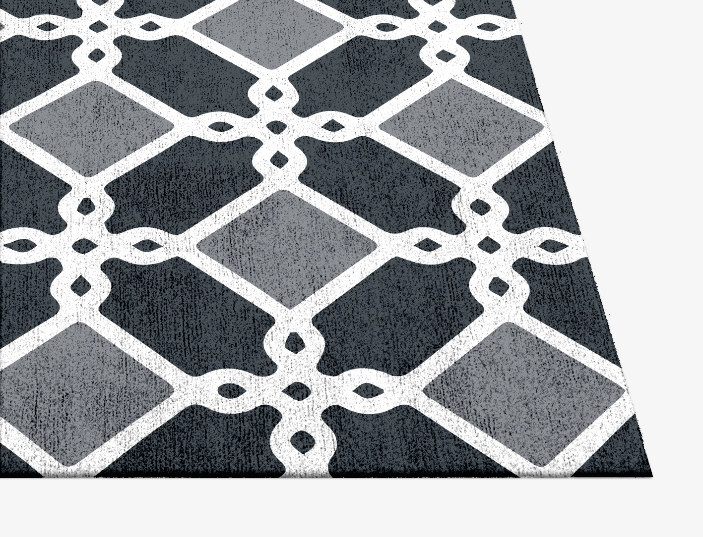 Slate Monochrome Square Hand Knotted Bamboo Silk Custom Rug by Rug Artisan