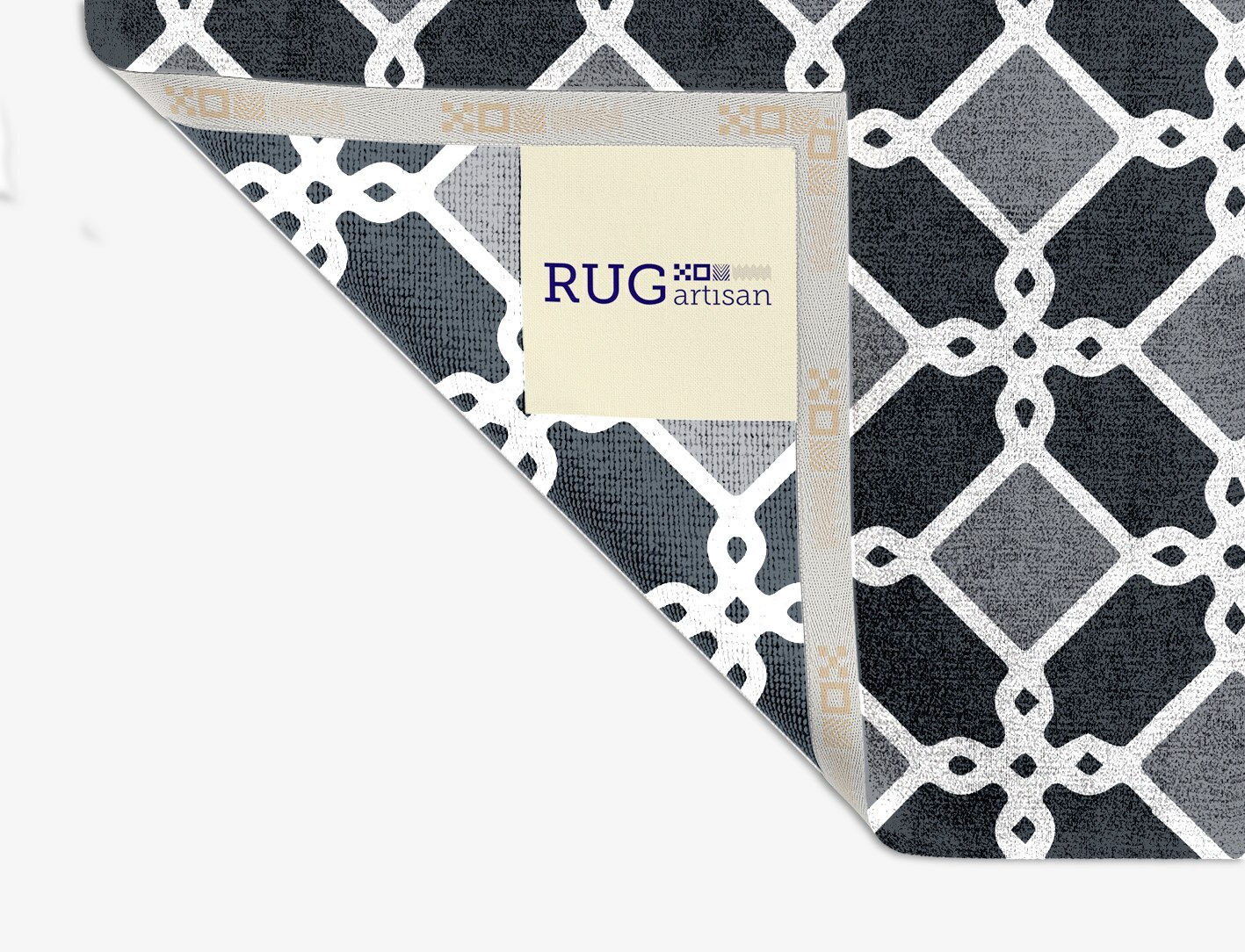Slate Monochrome Square Hand Knotted Bamboo Silk Custom Rug by Rug Artisan