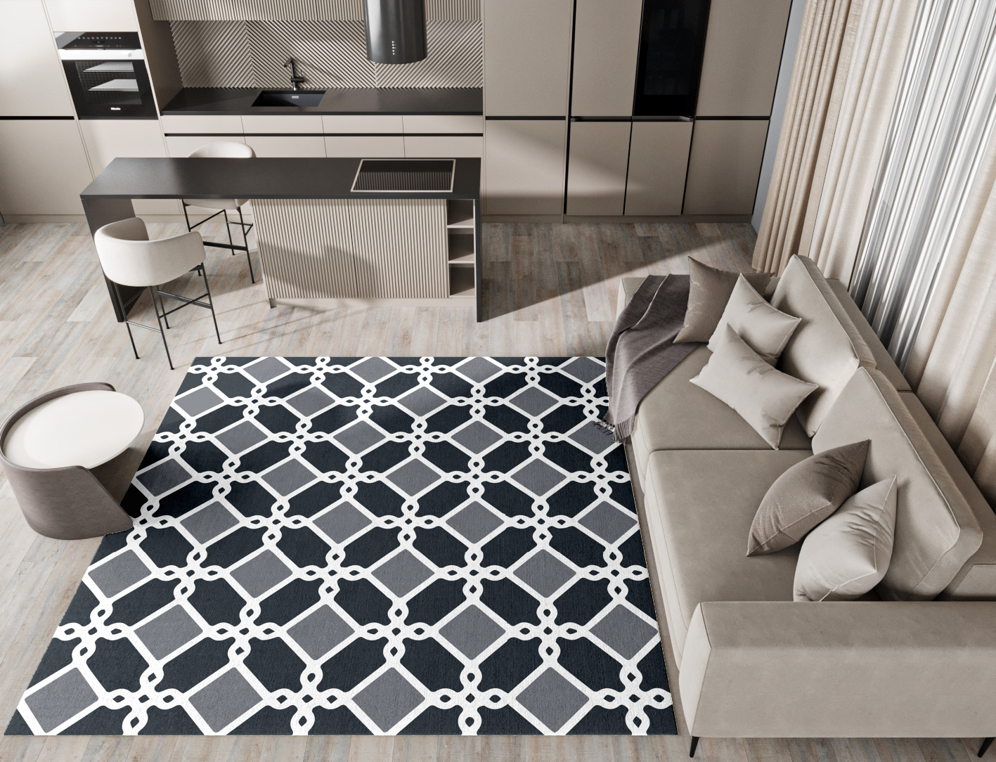 Slate Monochrome Square Hand Knotted Tibetan Wool Custom Rug by Rug Artisan