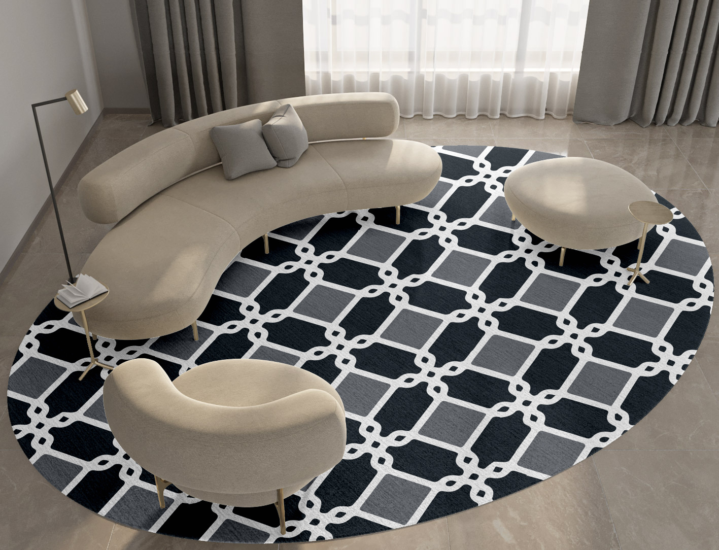 Slate Monochrome Oval Hand Tufted Pure Wool Custom Rug by Rug Artisan