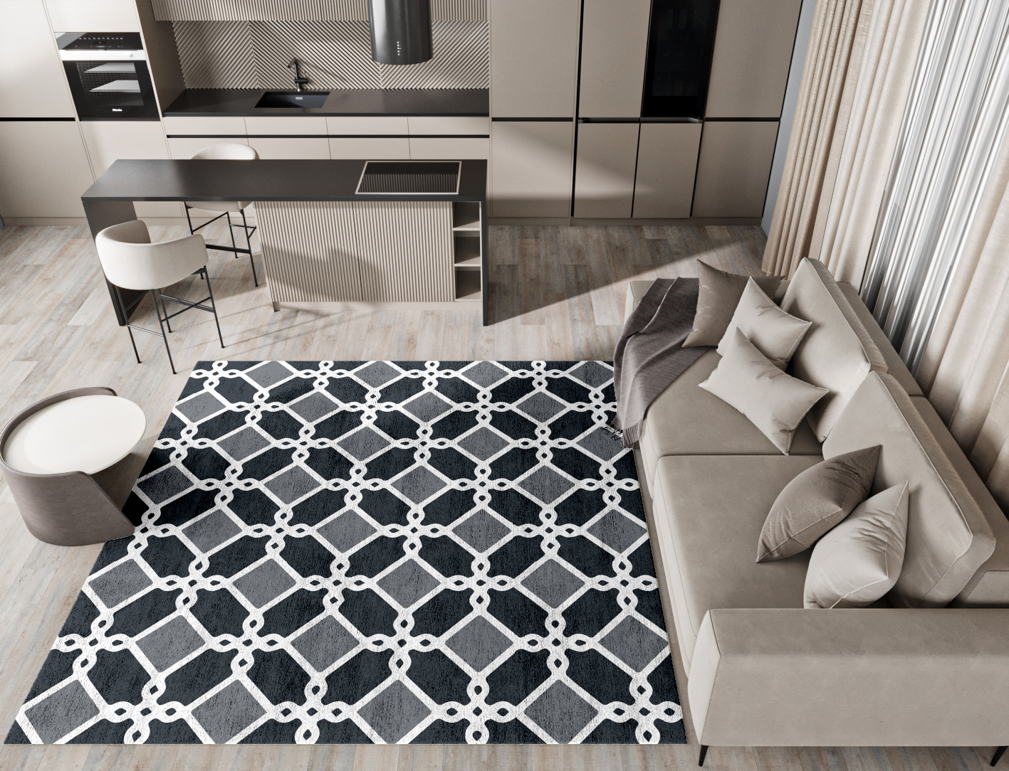 Slate Monochrome Square Hand Tufted Bamboo Silk Custom Rug by Rug Artisan