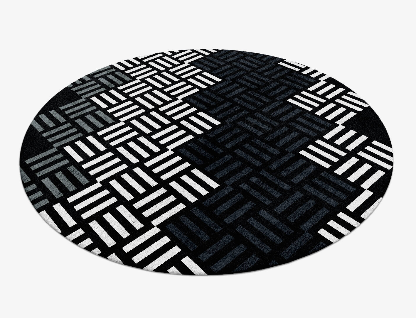 Slate Chequer Monochrome Round Hand Knotted Bamboo Silk Custom Rug by Rug Artisan