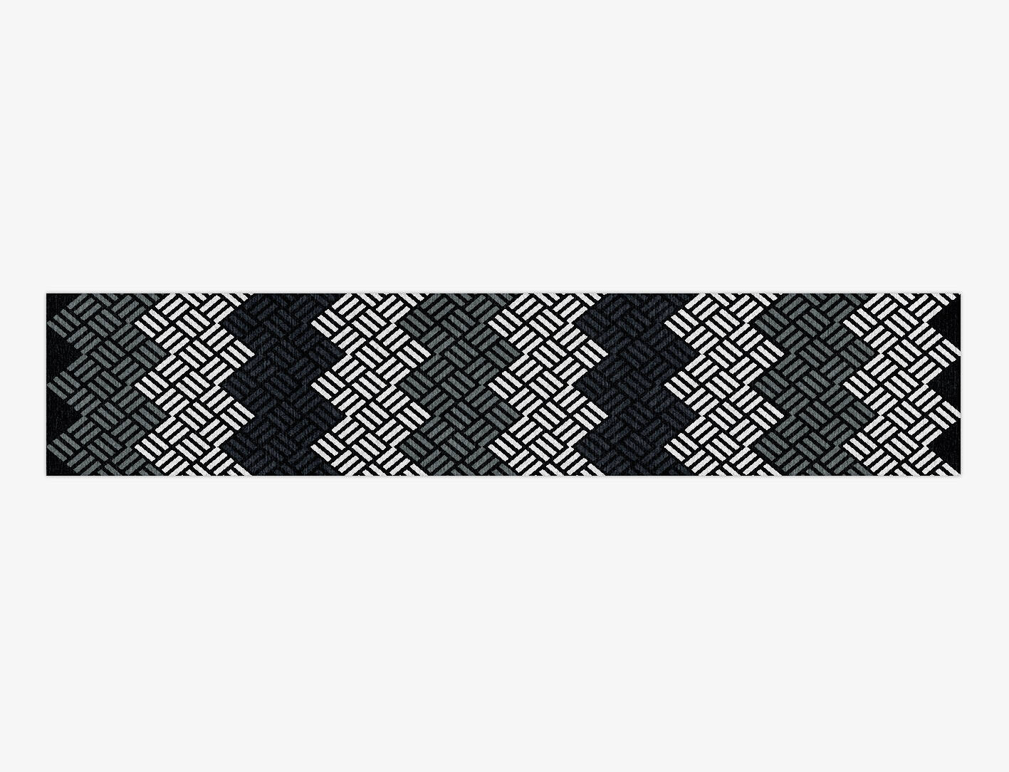 Slate Chequer Monochrome Runner Hand Knotted Tibetan Wool Custom Rug by Rug Artisan