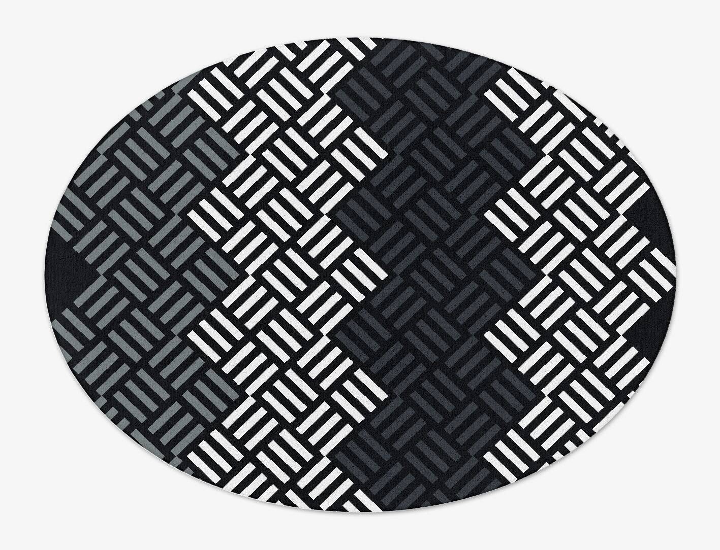 Slate Chequer Monochrome Oval Hand Tufted Pure Wool Custom Rug by Rug Artisan