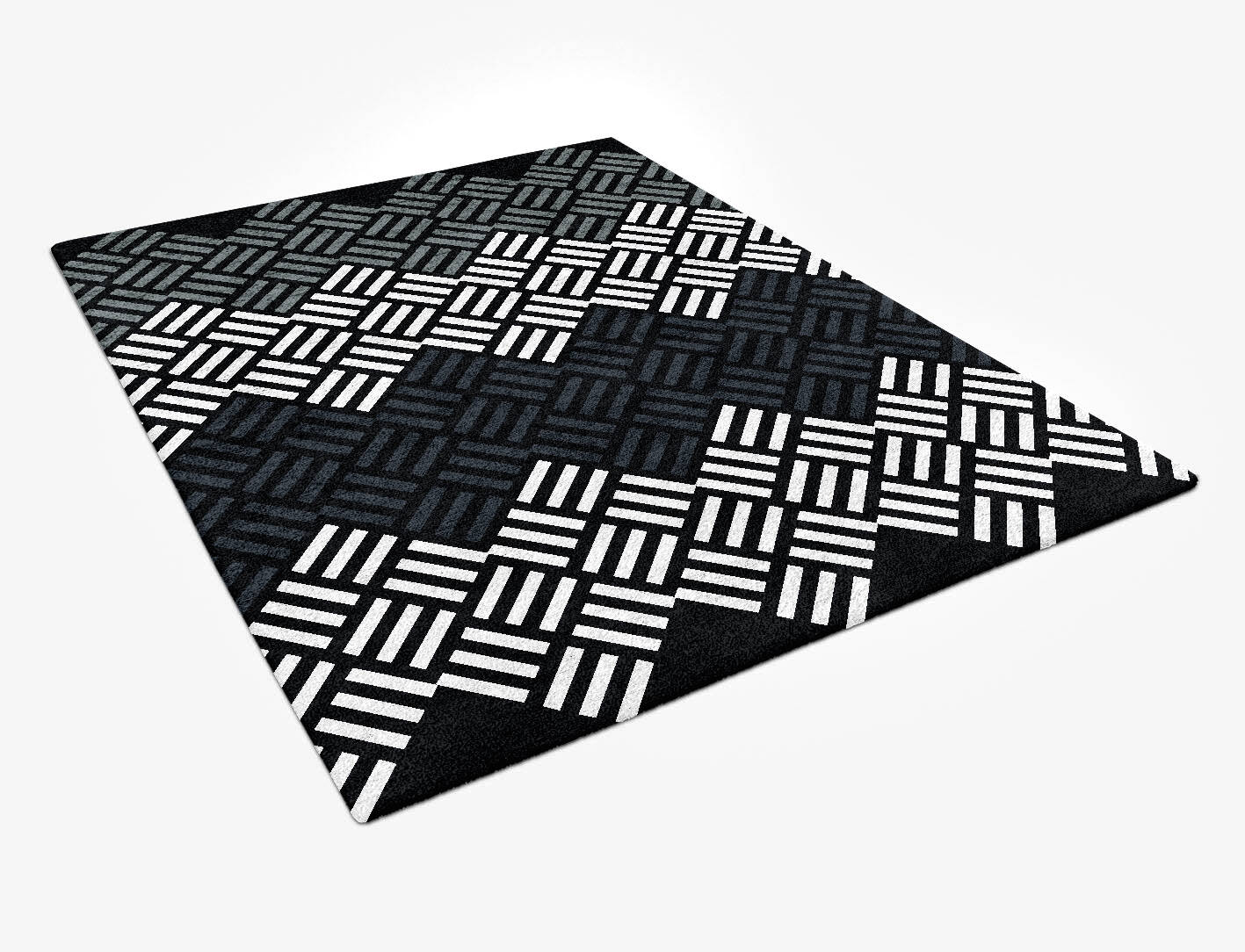 Slate Chequer Monochrome Rectangle Hand Tufted Bamboo Silk Custom Rug by Rug Artisan