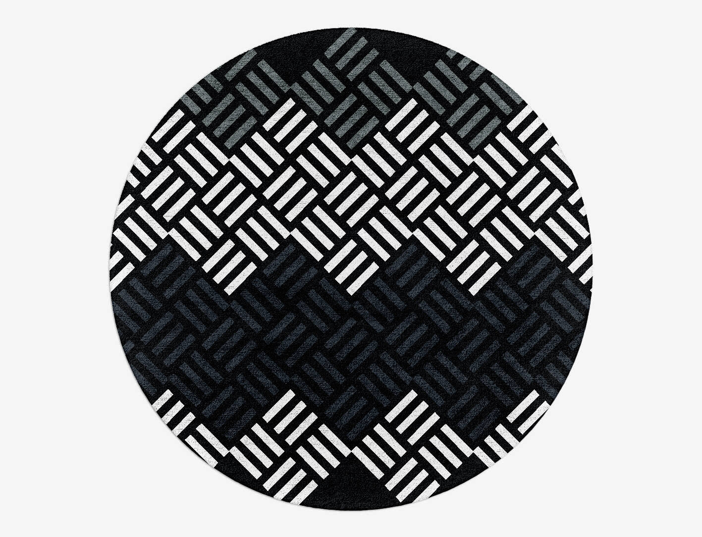 Slate Chequer Monochrome Round Hand Tufted Bamboo Silk Custom Rug by Rug Artisan