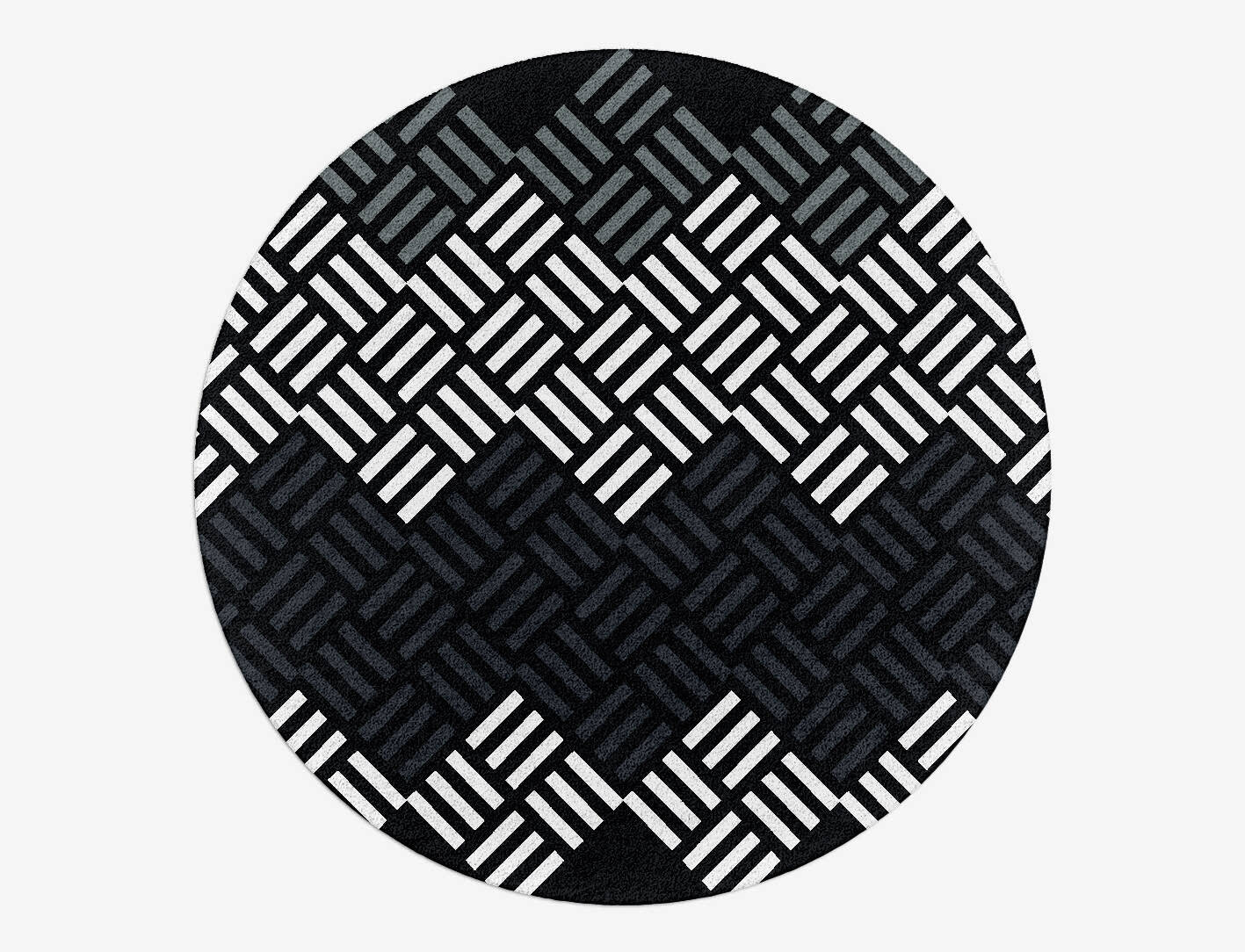 Slate Chequer Monochrome Round Hand Tufted Pure Wool Custom Rug by Rug Artisan