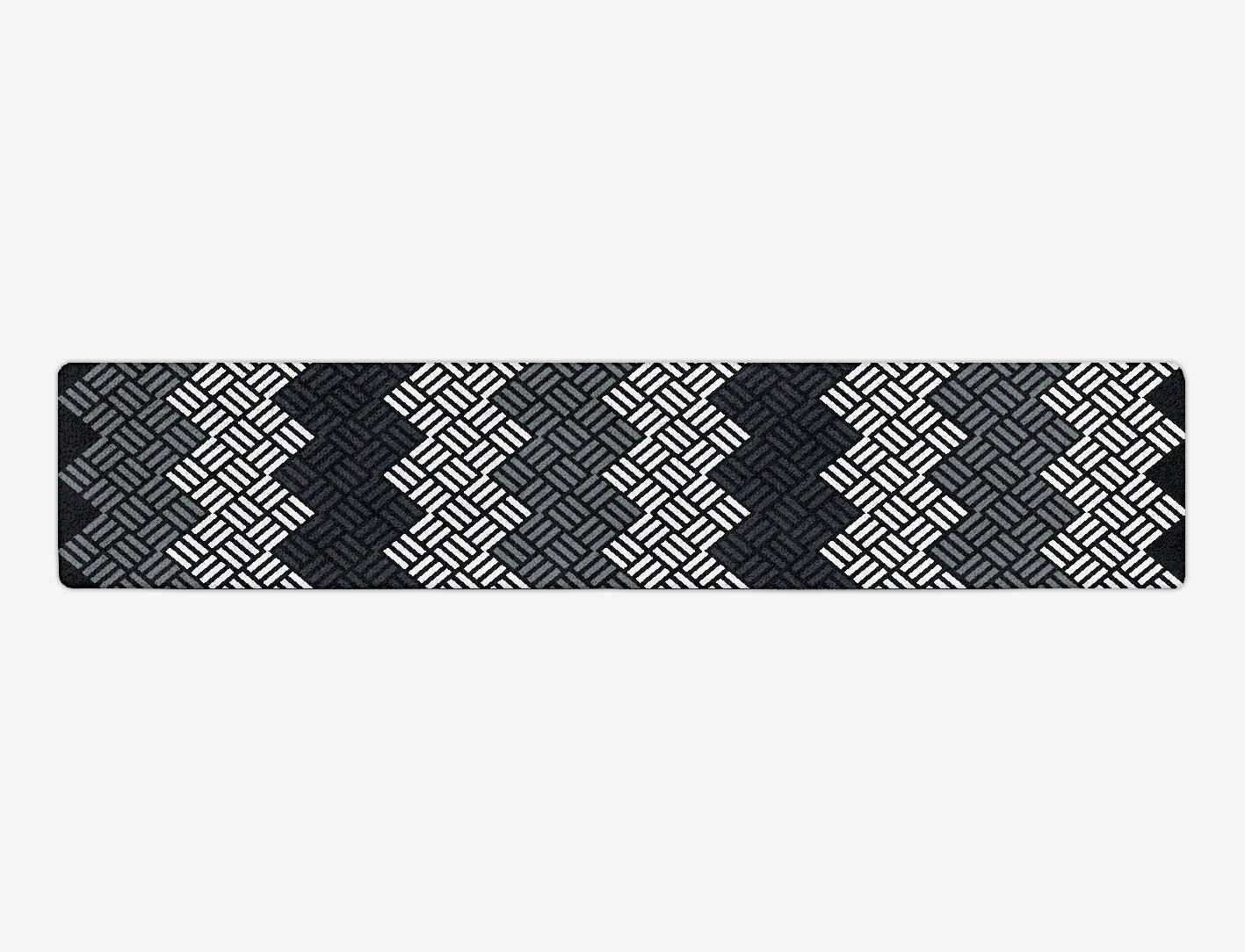 Slate Chequer Monochrome Runner Hand Tufted Pure Wool Custom Rug by Rug Artisan