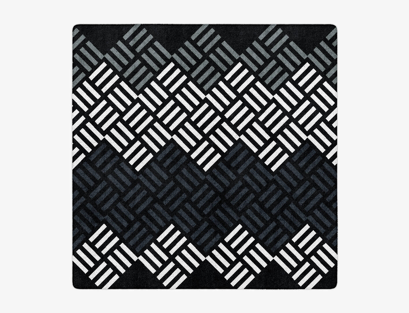 Slate Chequer Monochrome Square Hand Tufted Bamboo Silk Custom Rug by Rug Artisan