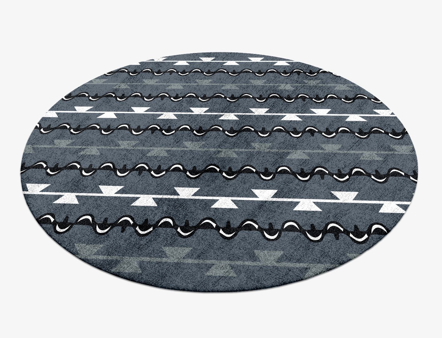 Slate Rosary Monochrome Round Hand Knotted Bamboo Silk Custom Rug by Rug Artisan