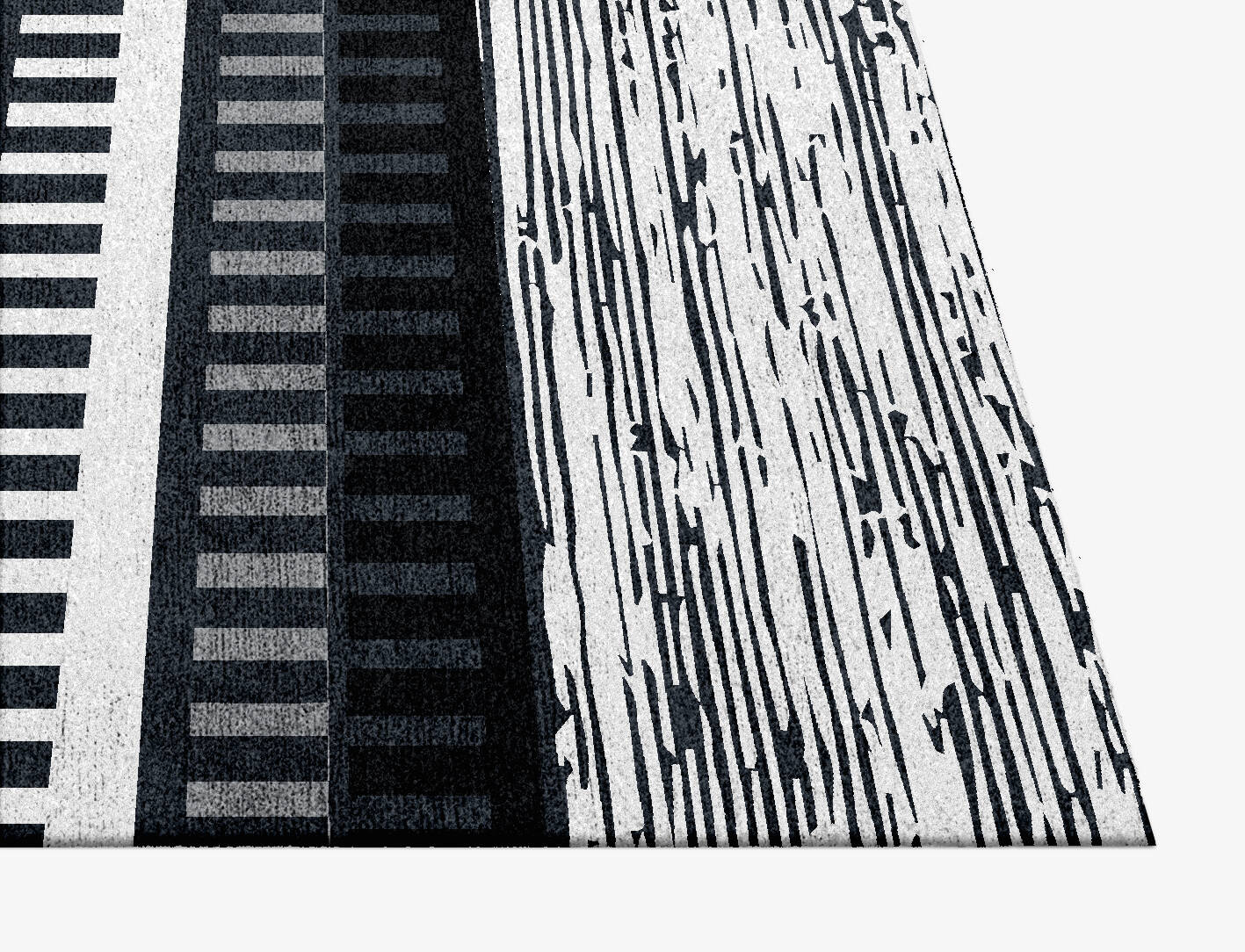 Smoke Bands Monochrome Square Hand Knotted Bamboo Silk Custom Rug by Rug Artisan