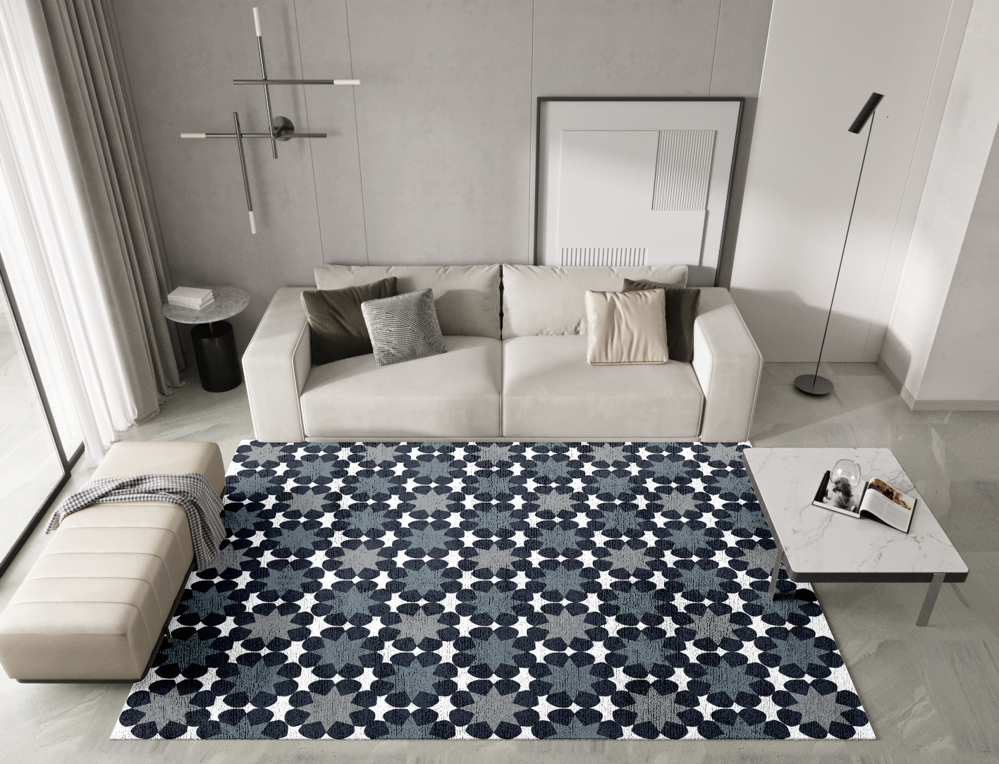 Smoke Screen Monochrome Rectangle Hand Knotted Bamboo Silk Custom Rug by Rug Artisan