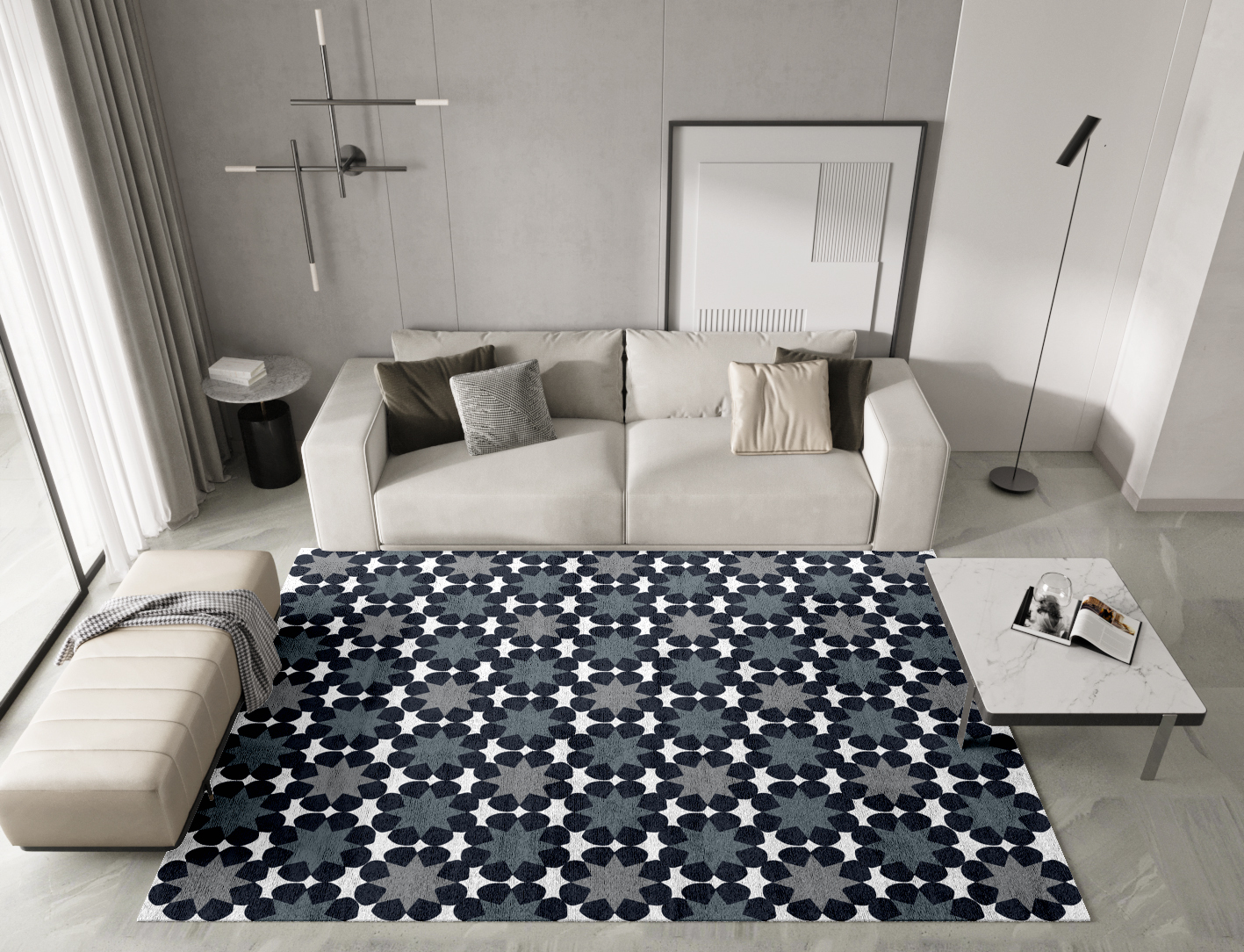 Smoke Screen Monochrome Rectangle Hand Tufted Bamboo Silk Custom Rug by Rug Artisan