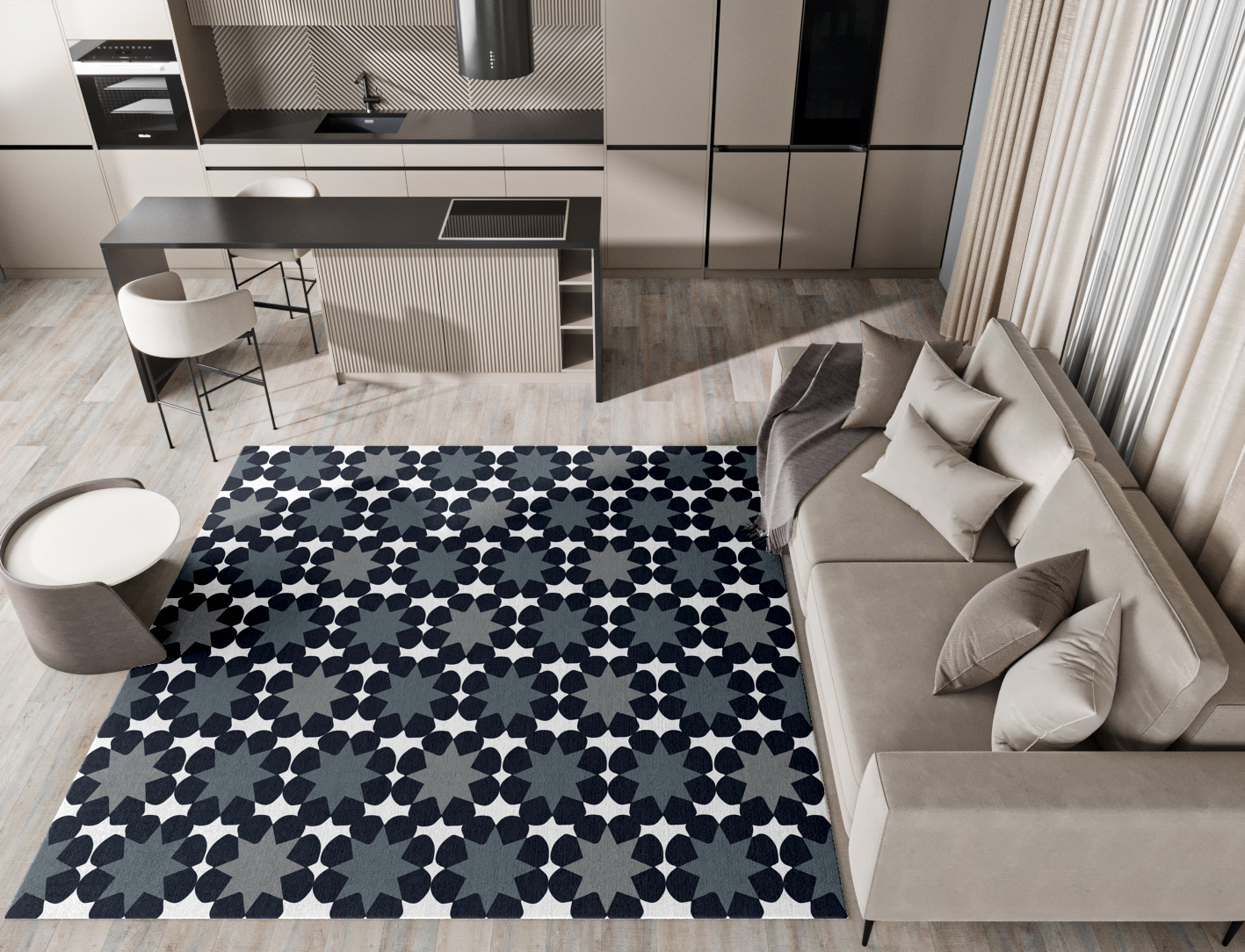 Smoke Screen Monochrome Square Hand Tufted Pure Wool Custom Rug by Rug Artisan