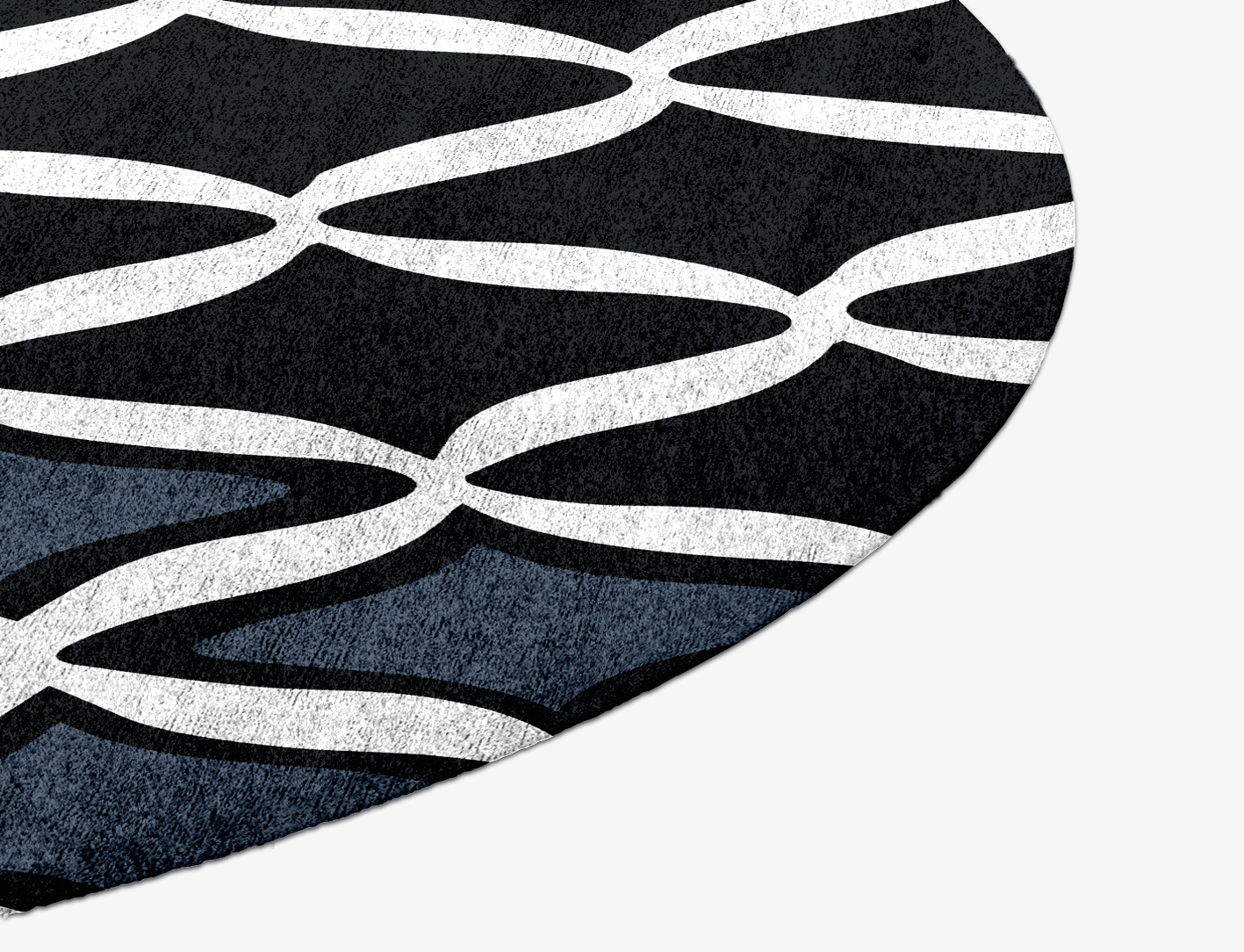 Smokey Hive Monochrome Round Hand Knotted Bamboo Silk Custom Rug by Rug Artisan