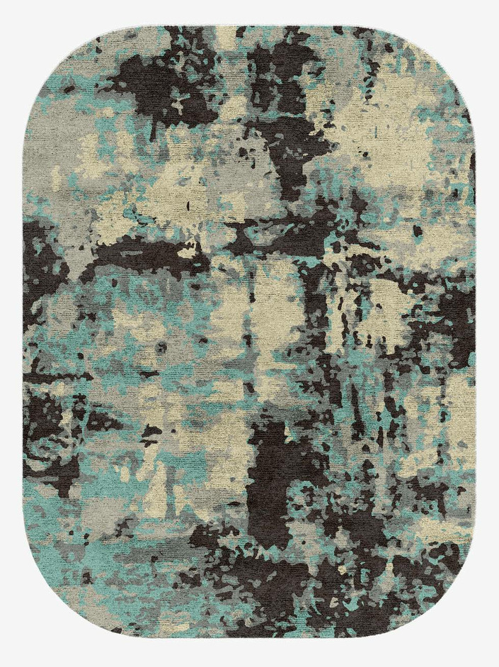 Smokey Reflections Surface Art Oblong Hand Knotted Bamboo Silk Custom Rug by Rug Artisan