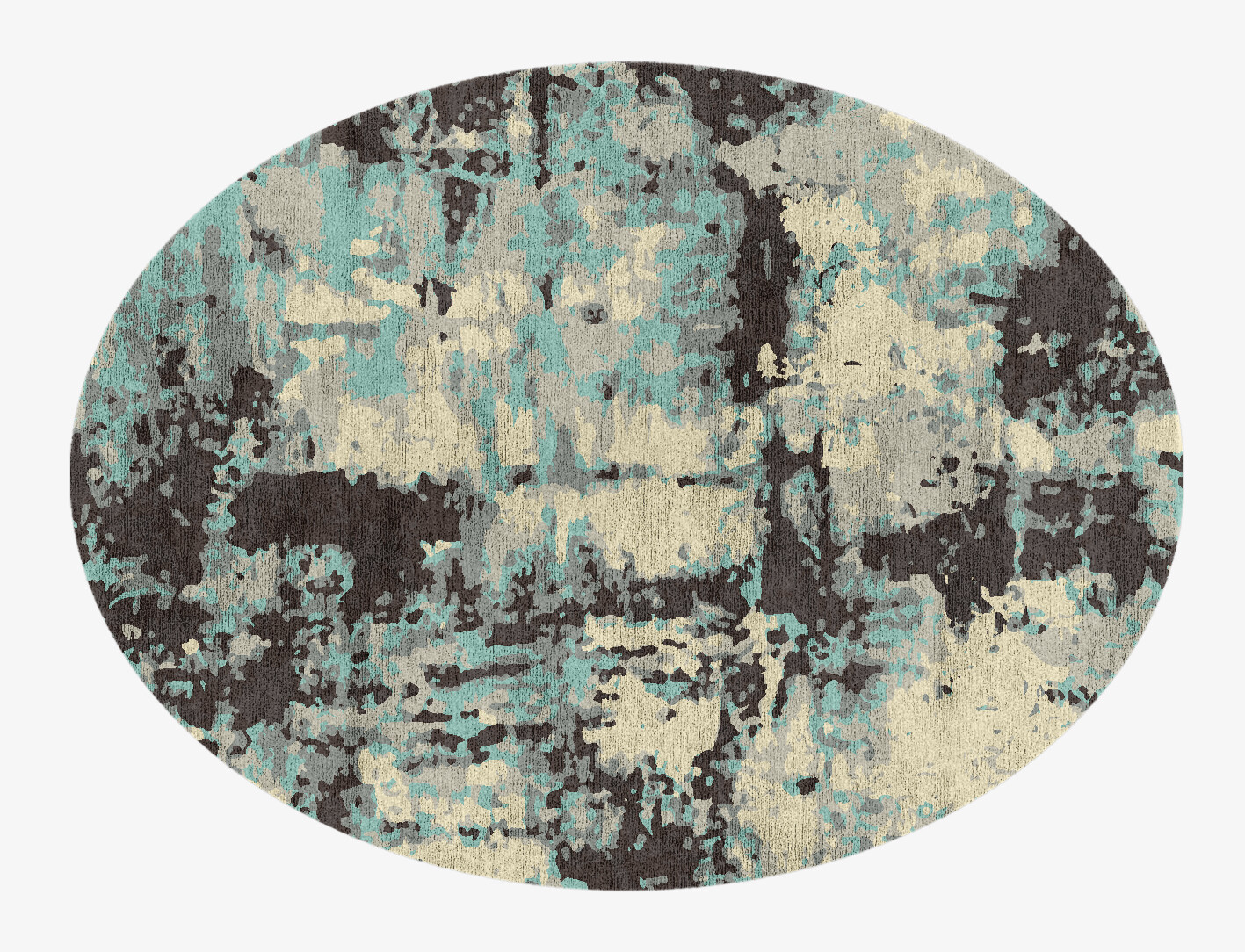 Smokey Reflections Surface Art Oval Hand Knotted Bamboo Silk Custom Rug by Rug Artisan