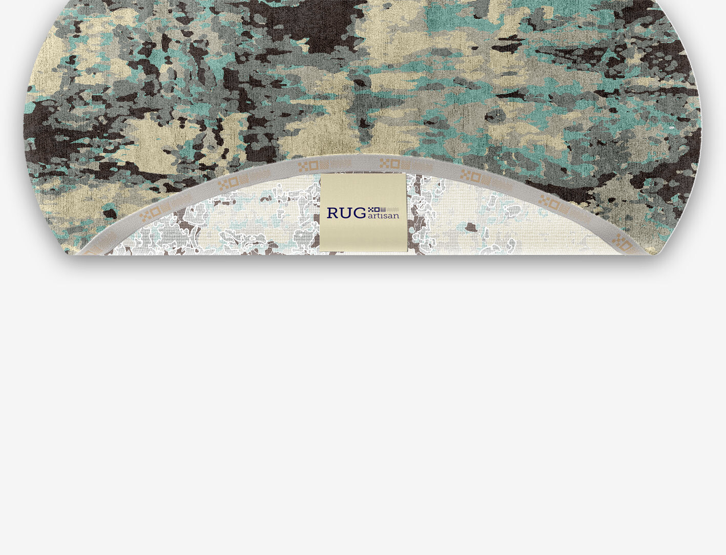 Smokey Reflections Surface Art Oval Hand Knotted Bamboo Silk Custom Rug by Rug Artisan