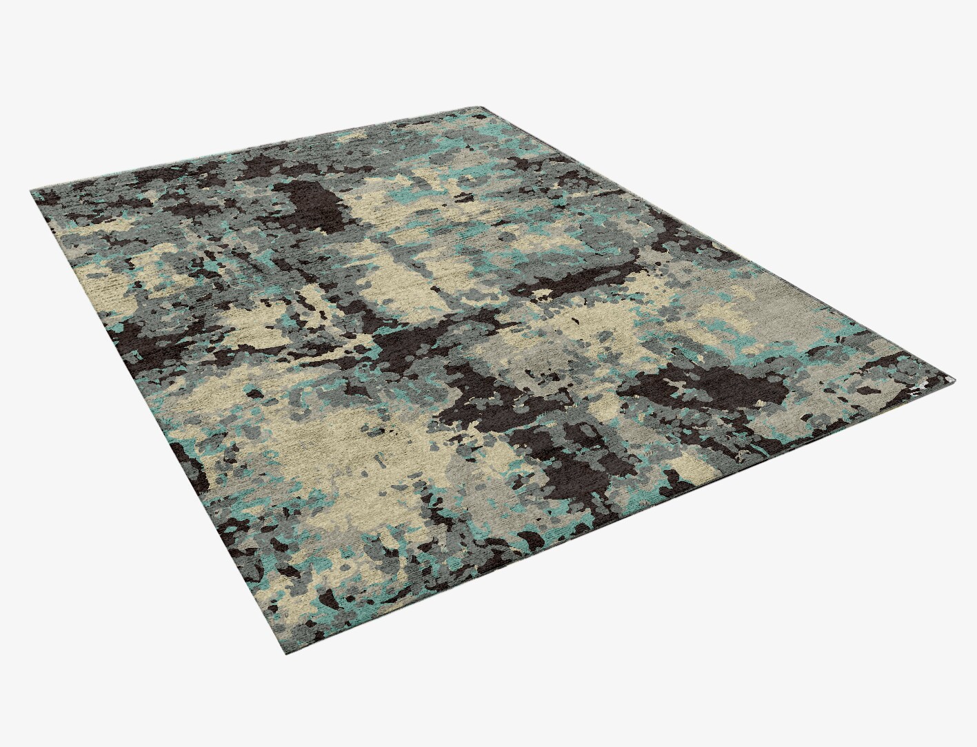 Smokey Reflections Surface Art Rectangle Hand Knotted Bamboo Silk Custom Rug by Rug Artisan