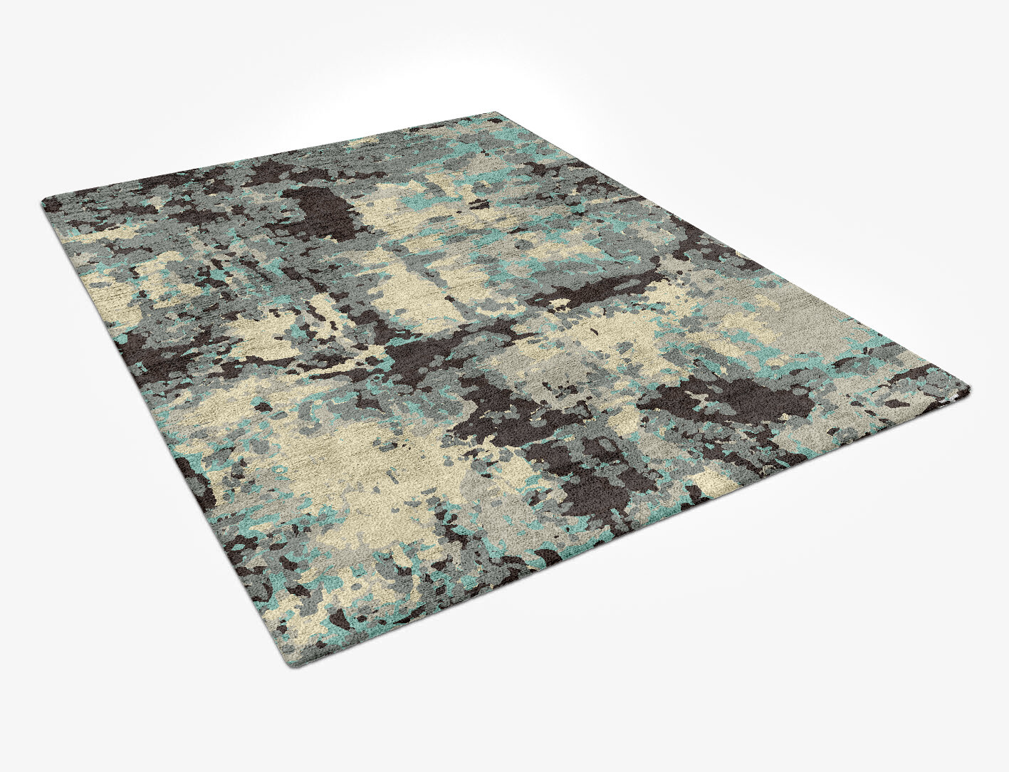 Smokey Reflections Surface Art Rectangle Hand Tufted Bamboo Silk Custom Rug by Rug Artisan
