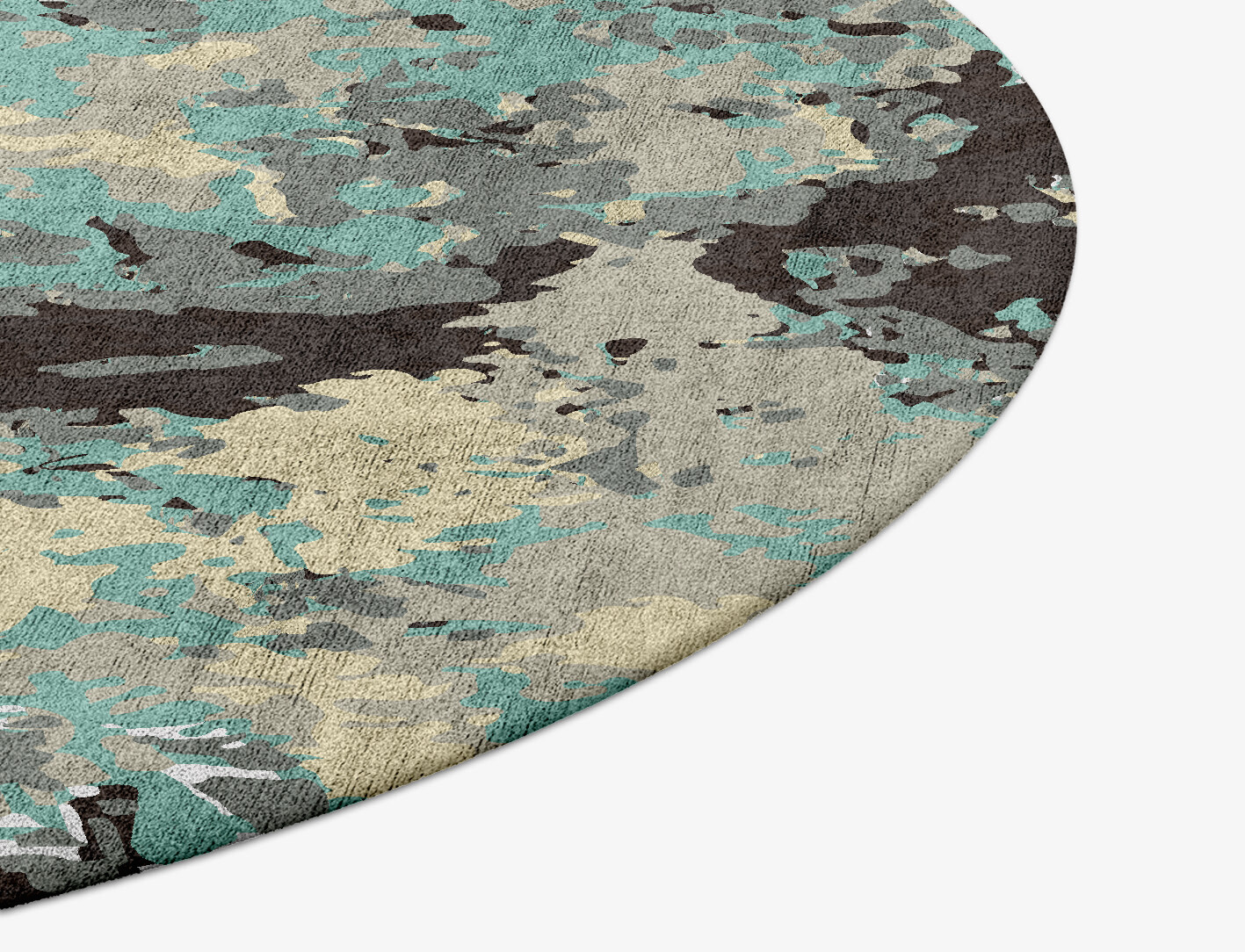 Smokey Reflections Surface Art Round Hand Tufted Bamboo Silk Custom Rug by Rug Artisan