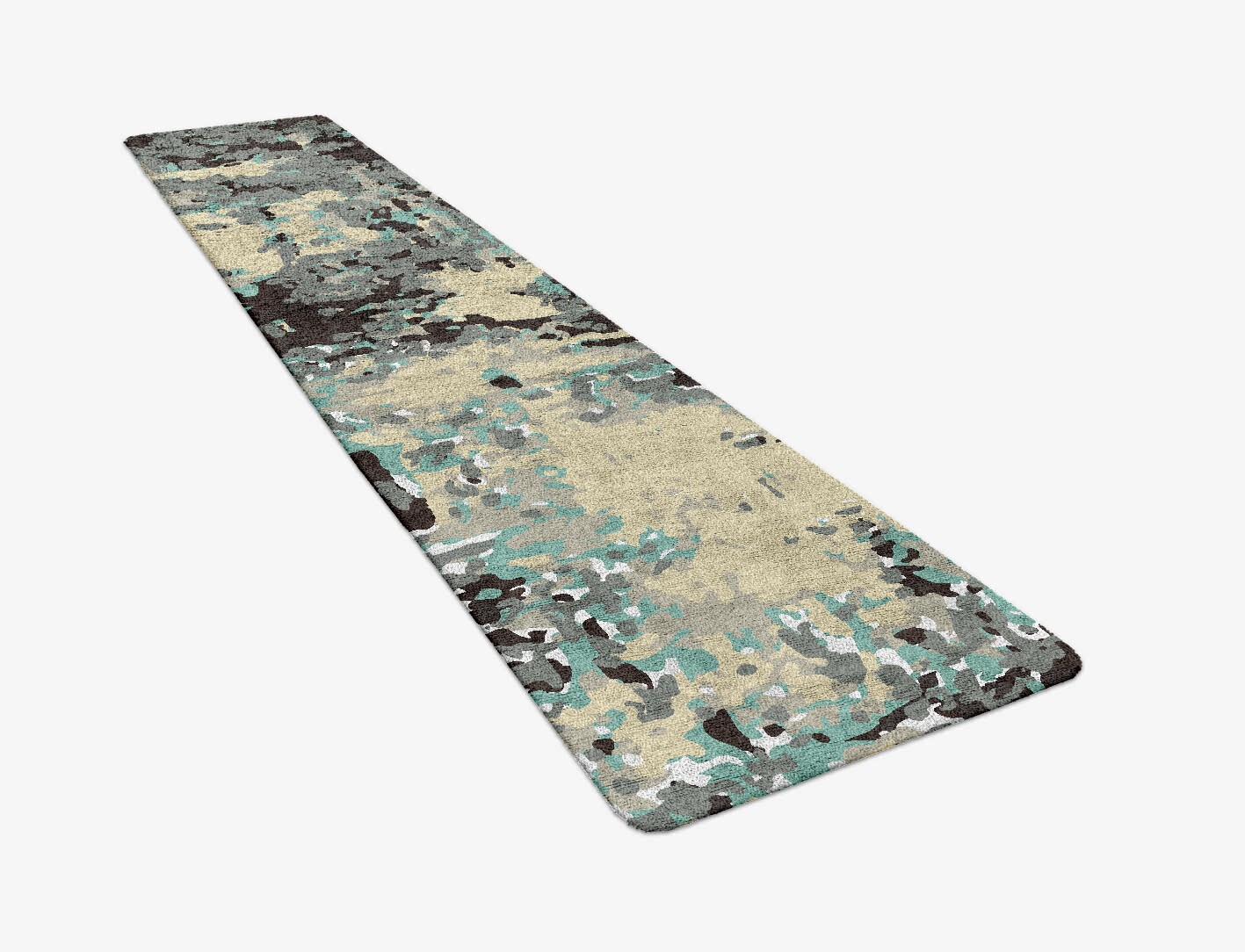 Smokey Reflections Surface Art Runner Hand Tufted Bamboo Silk Custom Rug by Rug Artisan