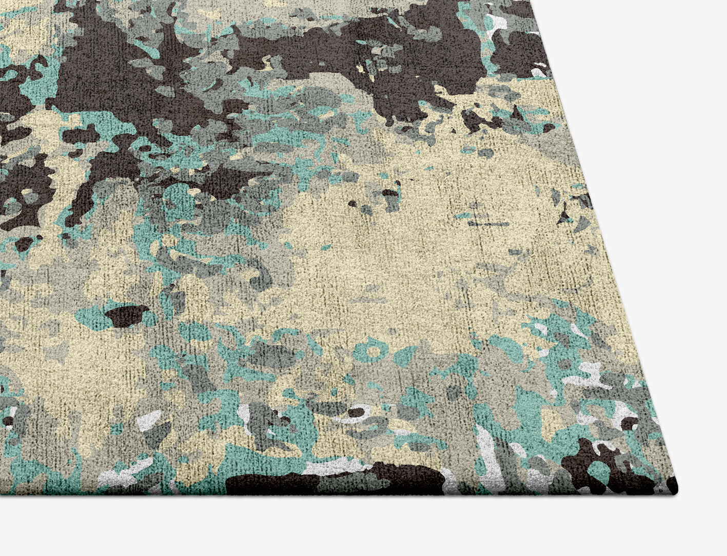 Smokey Reflections Surface Art Square Hand Tufted Bamboo Silk Custom Rug by Rug Artisan