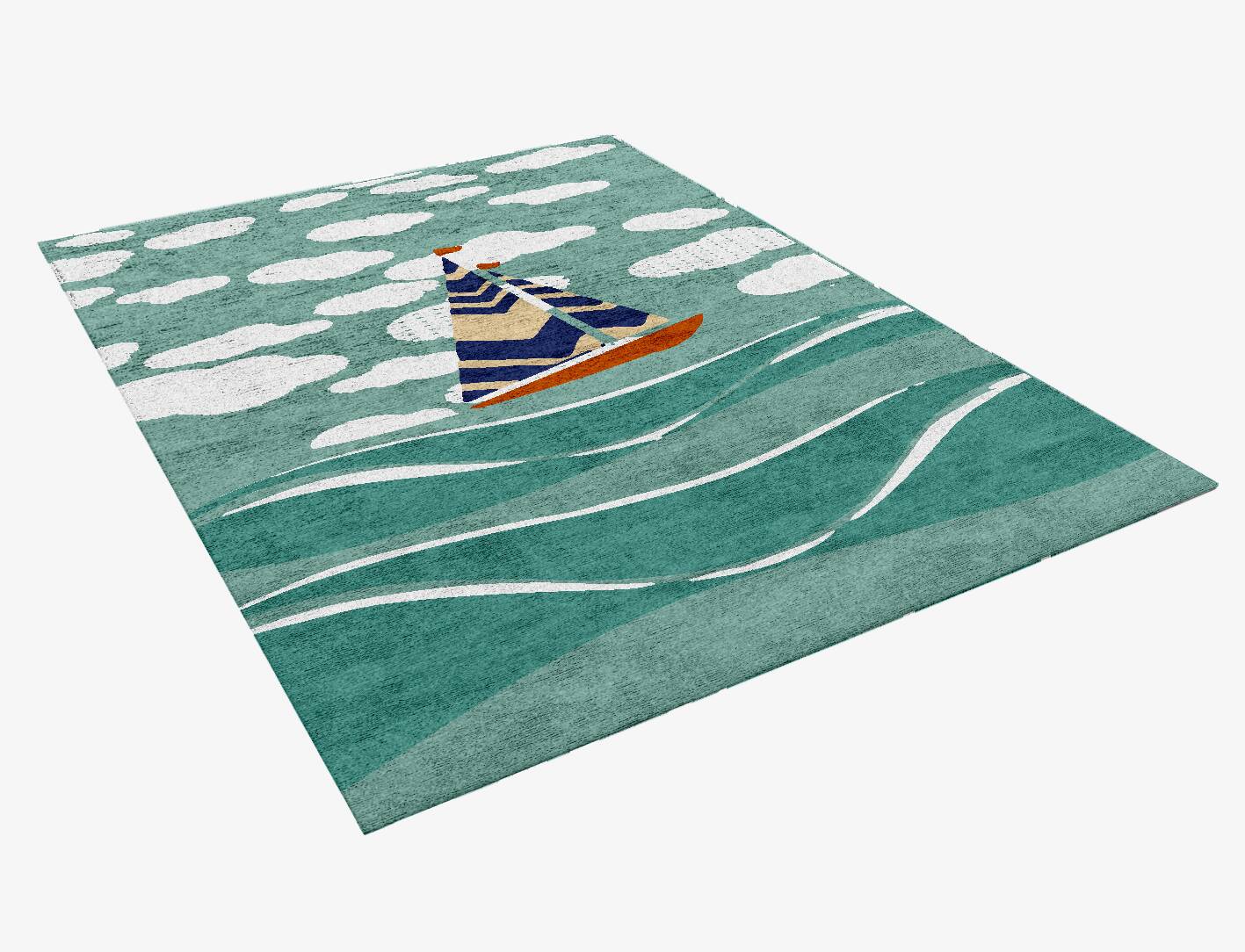 Smooth Sails Kids Rectangle Hand Knotted Bamboo Silk Custom Rug by Rug Artisan