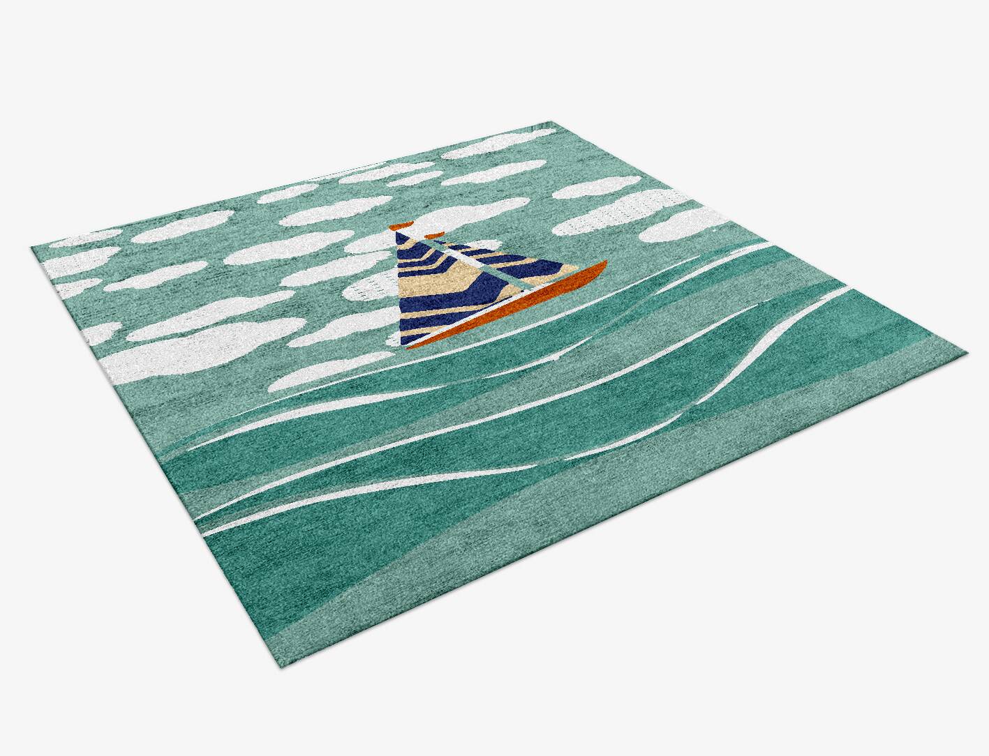 Smooth Sails Kids Square Hand Knotted Bamboo Silk Custom Rug by Rug Artisan