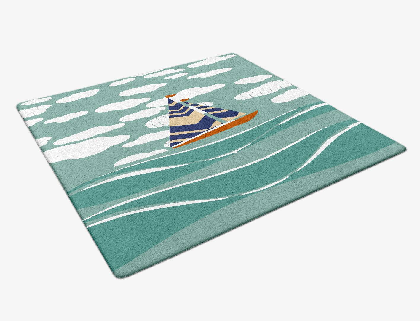 Smooth Sails Kids Square Hand Tufted Pure Wool Custom Rug by Rug Artisan