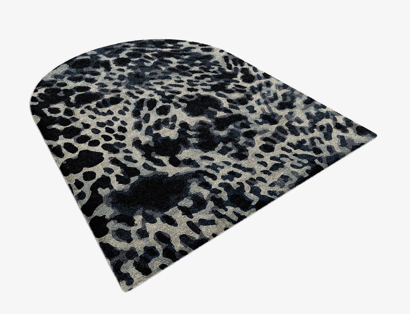 Snow Leopard Animal Prints Arch Hand Knotted Bamboo Silk Custom Rug by Rug Artisan