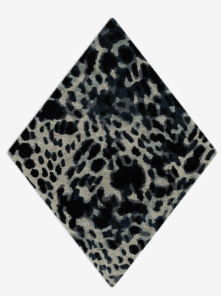 Snow Leopard Animal Prints Diamond Hand Knotted Bamboo Silk Custom Rug by Rug Artisan