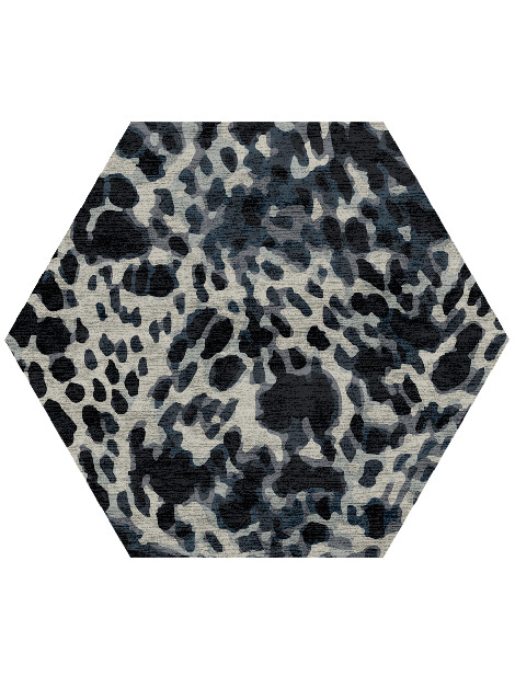 Snow Leopard Animal Prints Hexagon Hand Knotted Bamboo Silk Custom Rug by Rug Artisan