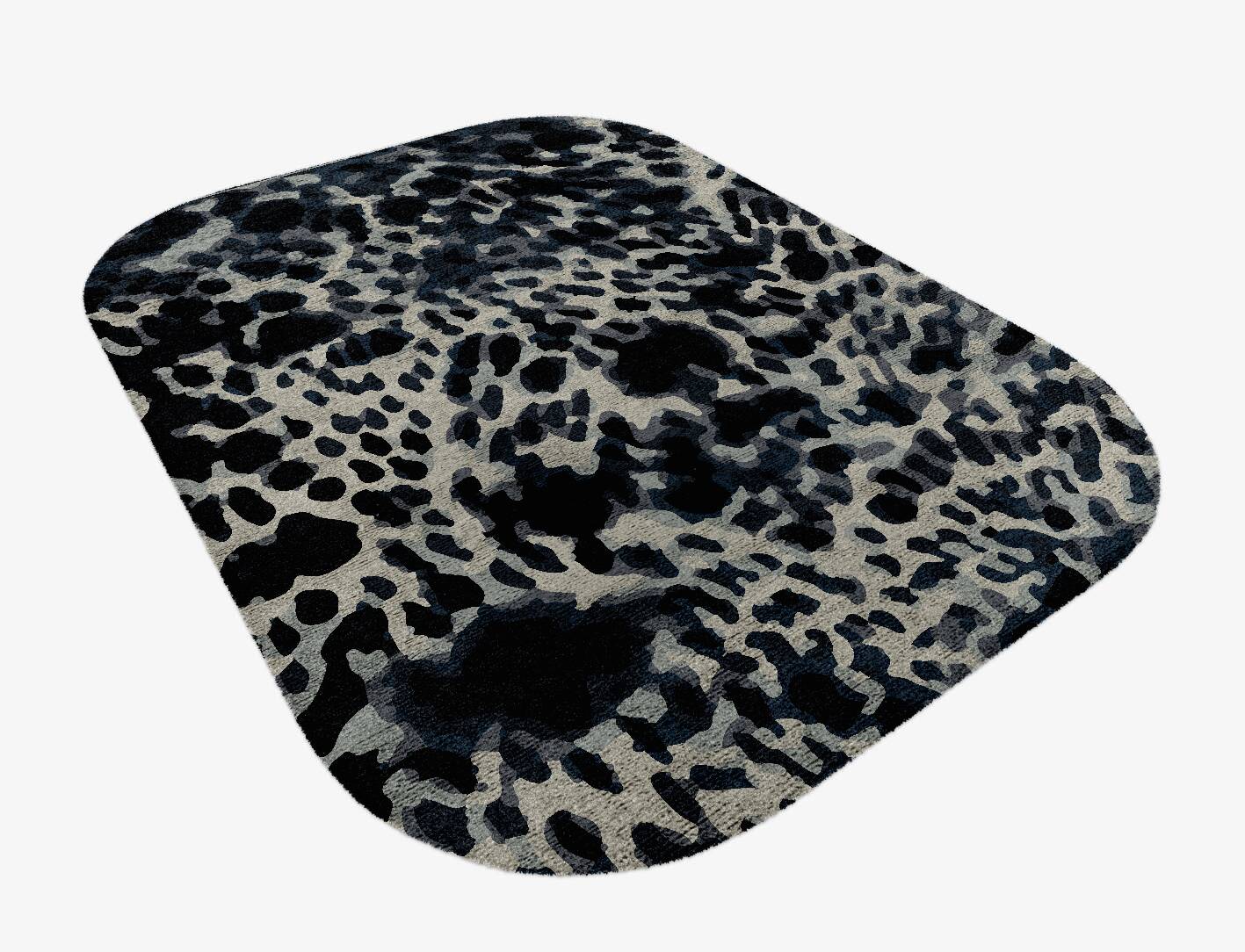 Snow Leopard Animal Prints Oblong Hand Knotted Bamboo Silk Custom Rug by Rug Artisan