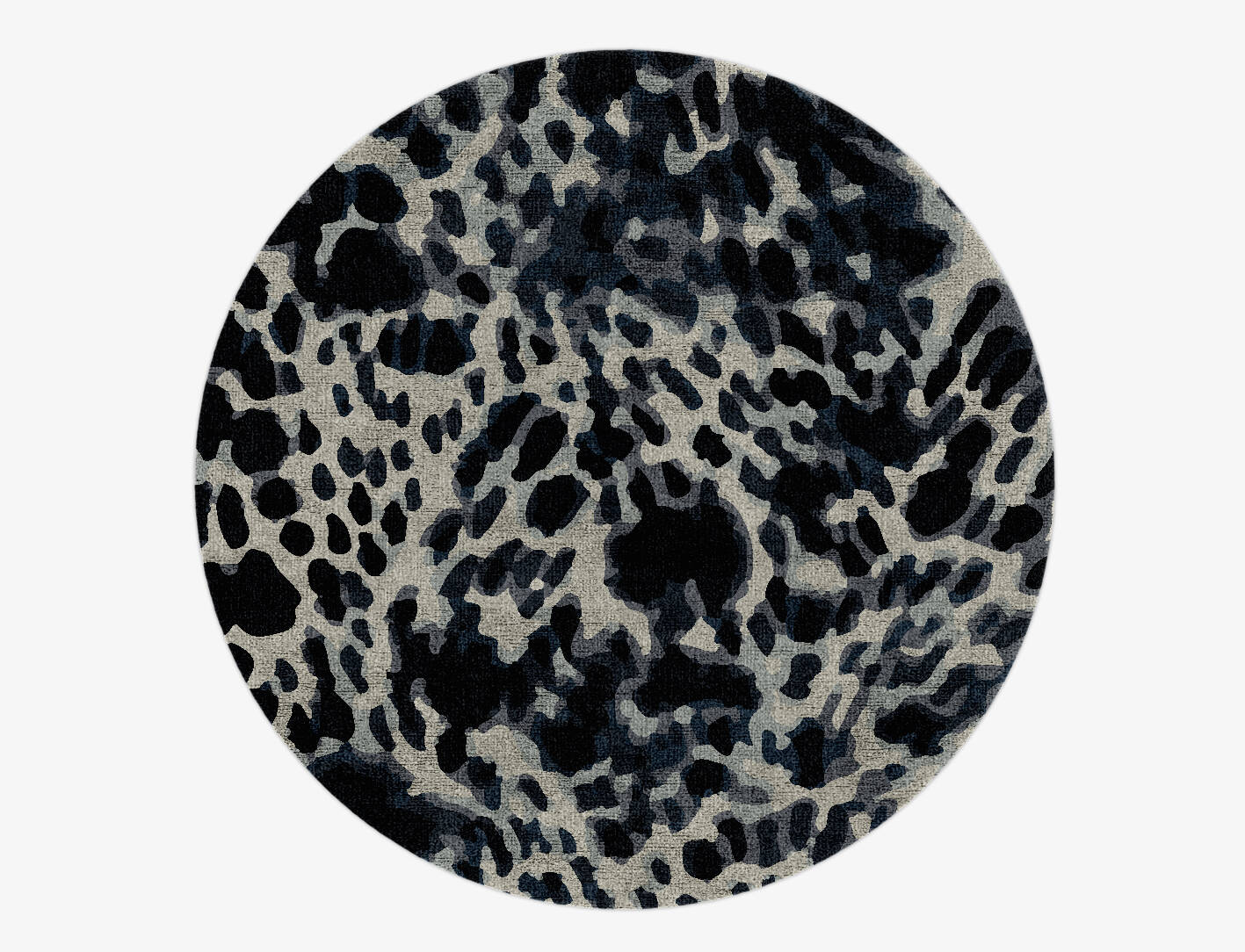 Snow Leopard Animal Prints Round Hand Knotted Bamboo Silk Custom Rug by Rug Artisan