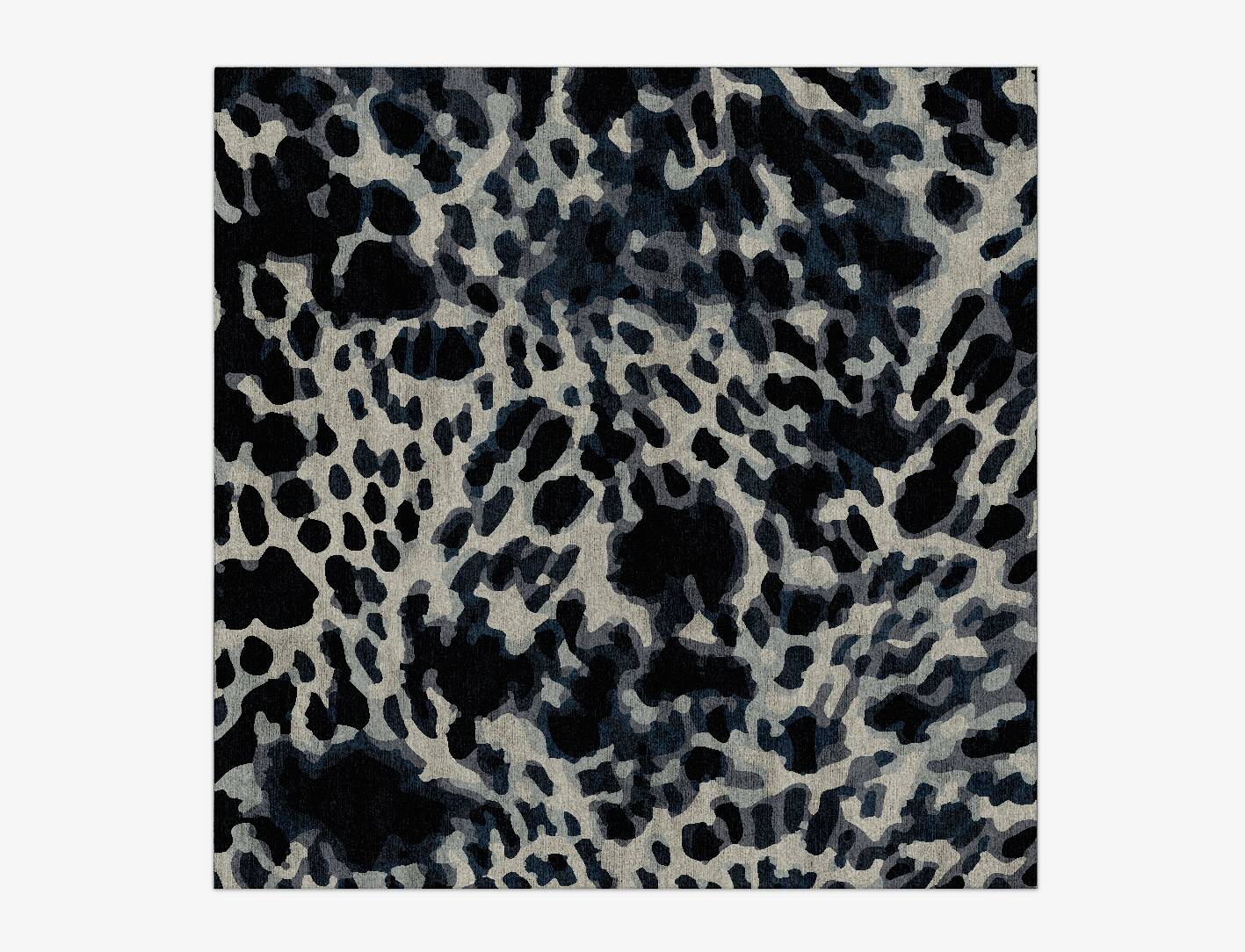 Snow Leopard Animal Prints Square Hand Knotted Bamboo Silk Custom Rug by Rug Artisan