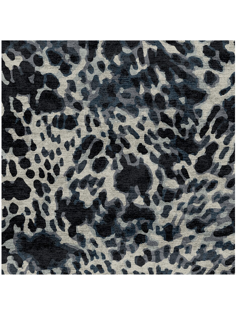Snow Leopard Animal Prints Square Hand Knotted Bamboo Silk Custom Rug by Rug Artisan