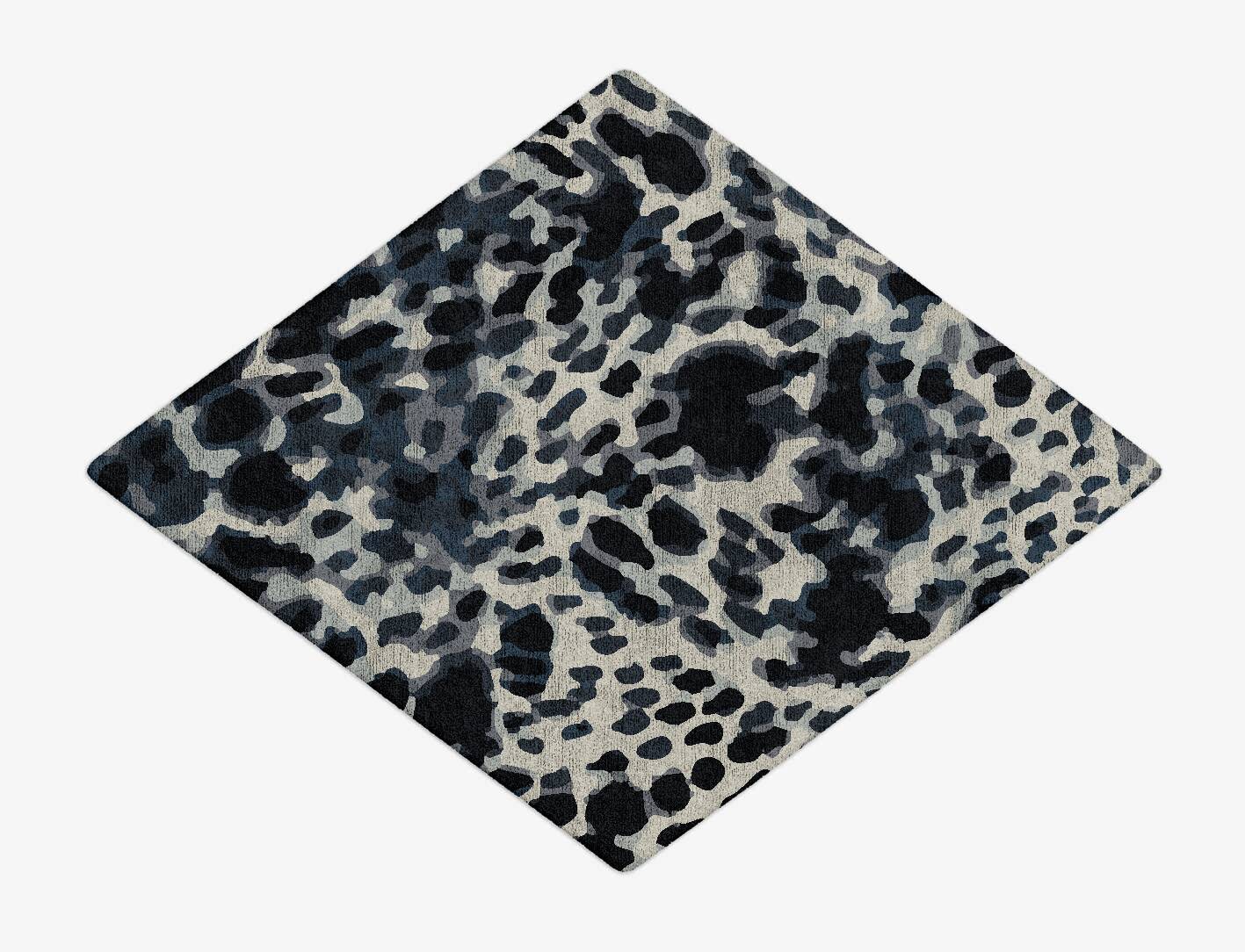 Snow Leopard Animal Prints Diamond Hand Tufted Bamboo Silk Custom Rug by Rug Artisan