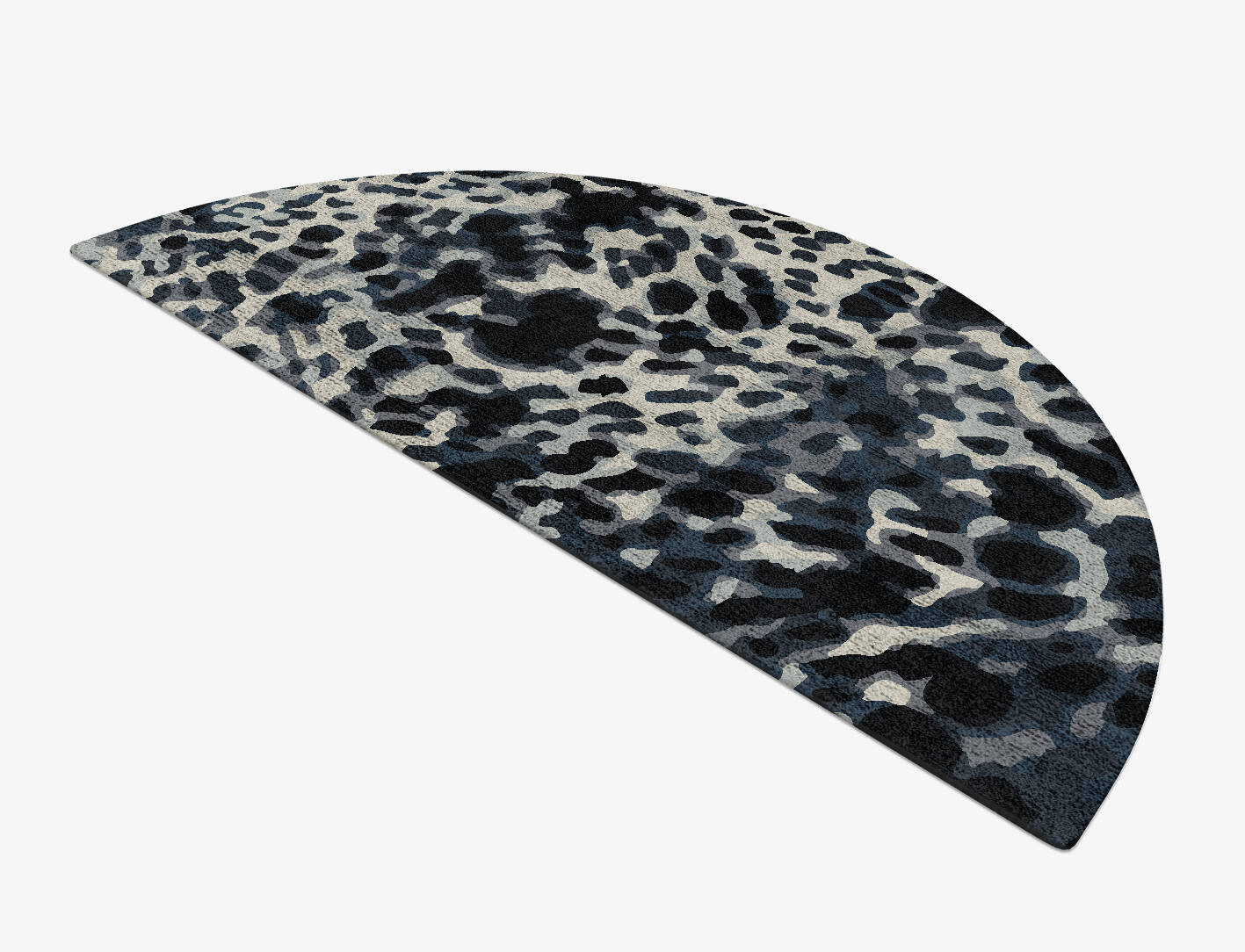 Snow Leopard Animal Prints Halfmoon Hand Tufted Bamboo Silk Custom Rug by Rug Artisan