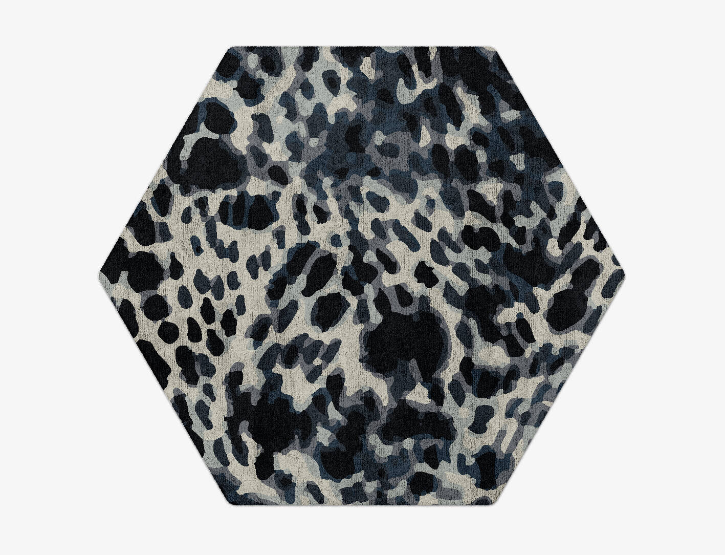 Snow Leopard Animal Prints Hexagon Hand Tufted Bamboo Silk Custom Rug by Rug Artisan
