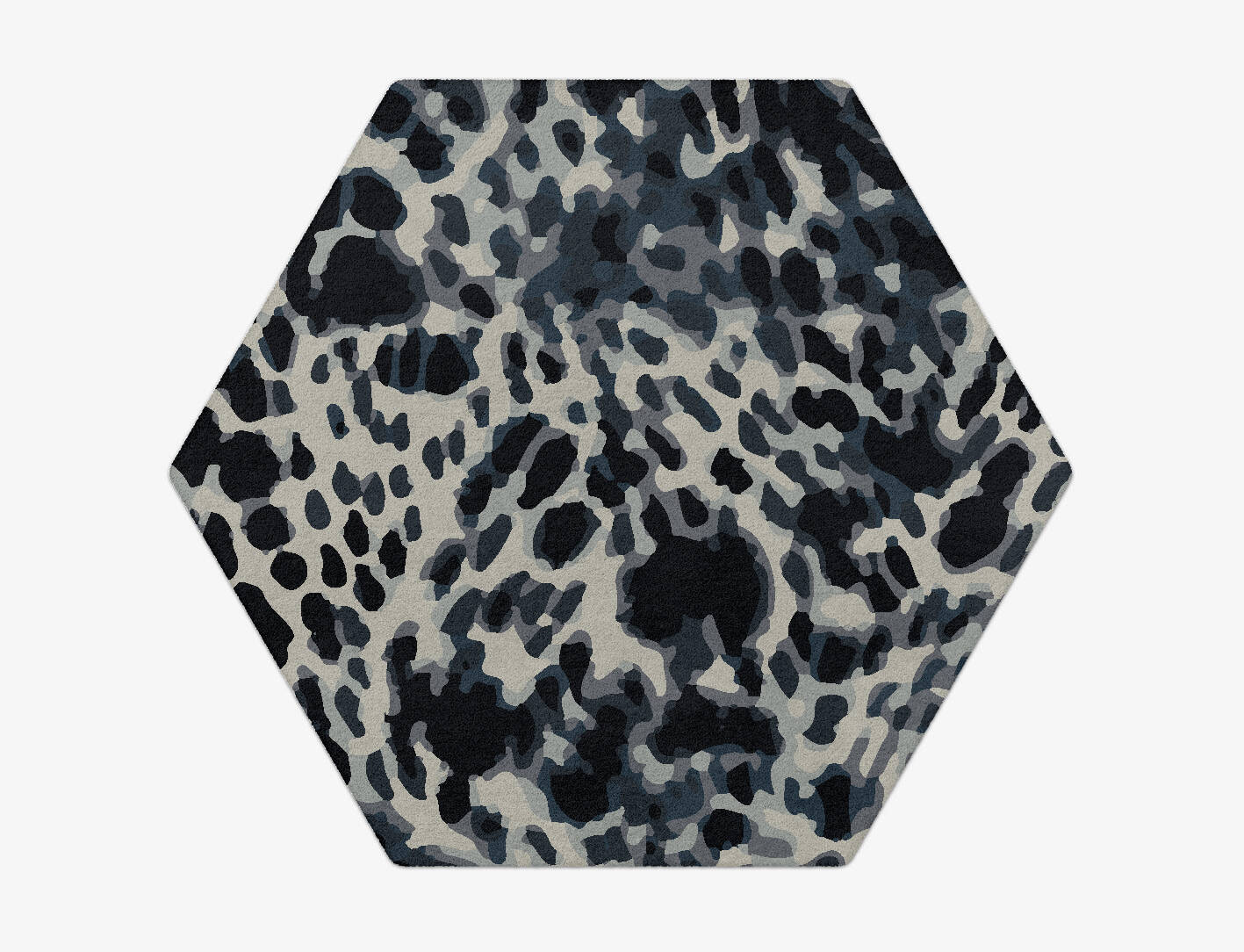 Snow Leopard Animal Prints Hexagon Hand Tufted Pure Wool Custom Rug by Rug Artisan