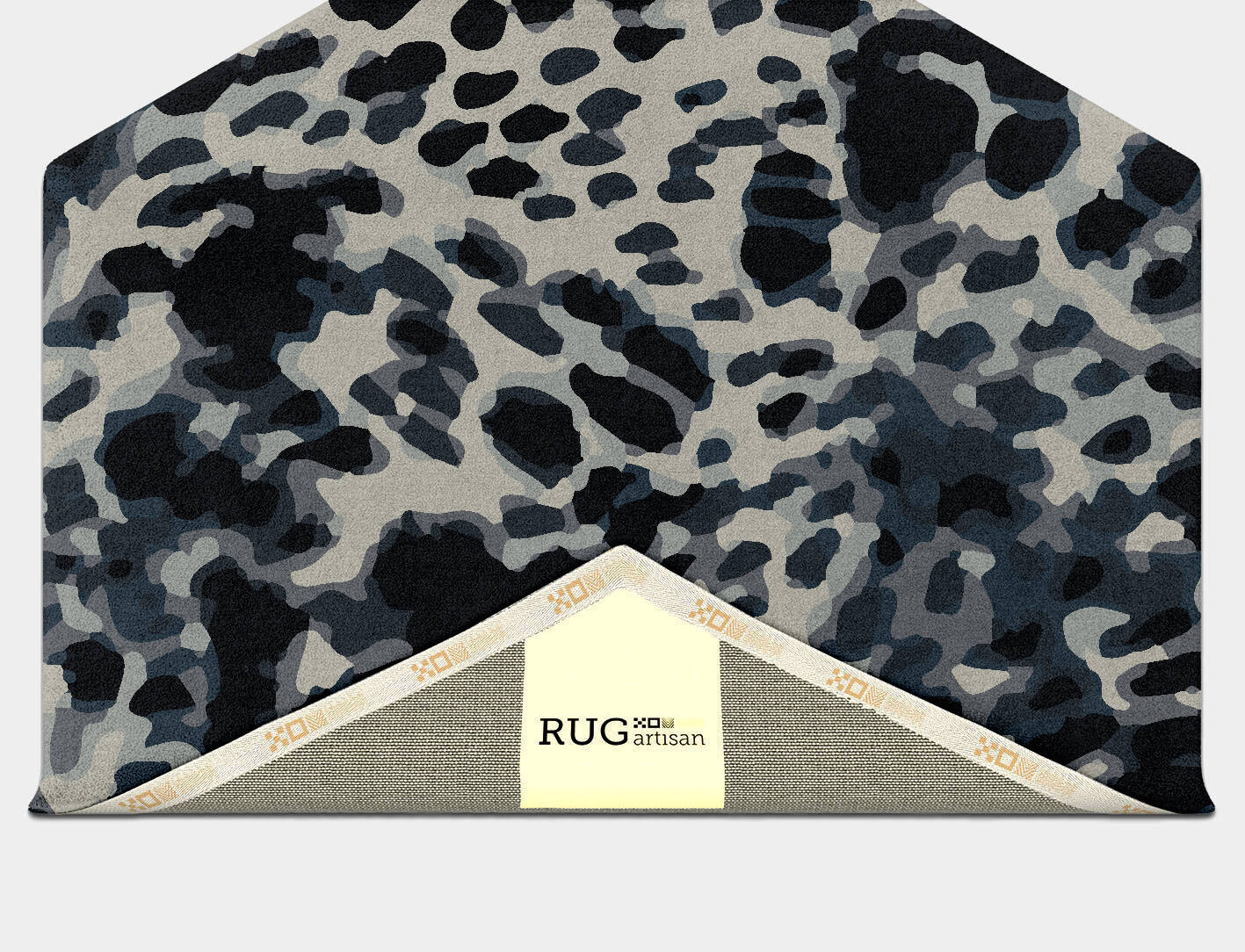 Snow Leopard Animal Prints Hexagon Hand Tufted Pure Wool Custom Rug by Rug Artisan