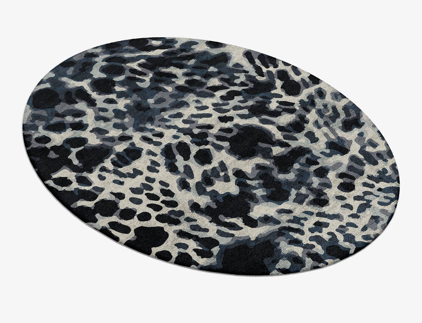 Snow Leopard Animal Prints Oval Hand Tufted Bamboo Silk Custom Rug by Rug Artisan