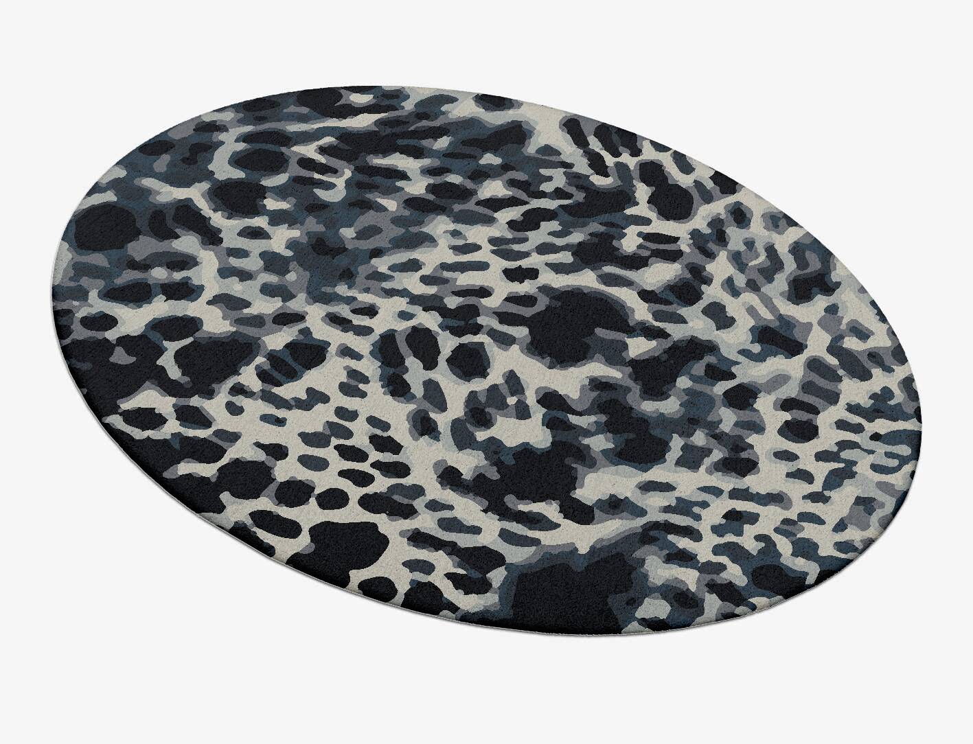Snow Leopard Animal Prints Oval Hand Tufted Pure Wool Custom Rug by Rug Artisan
