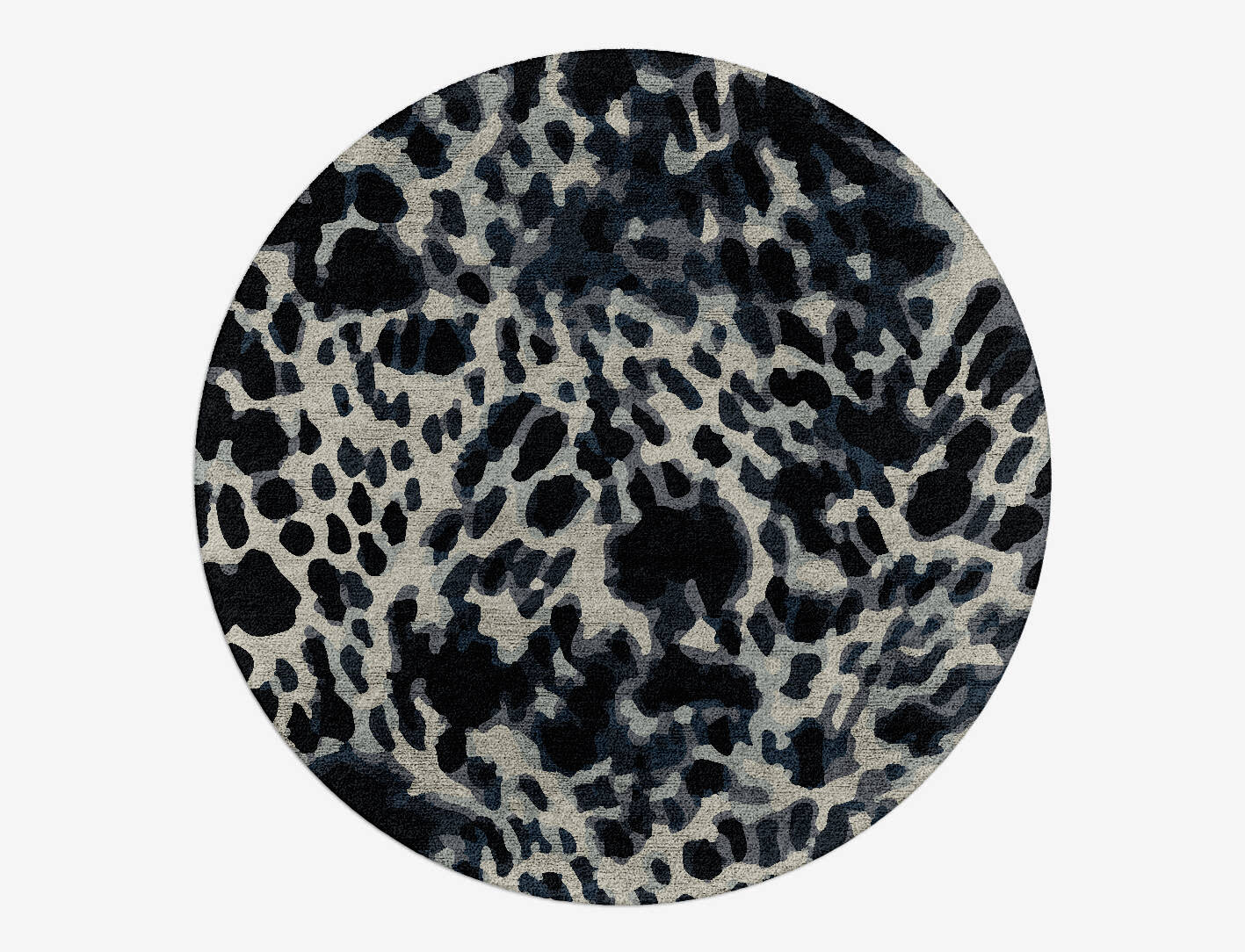Snow Leopard Animal Prints Round Hand Tufted Bamboo Silk Custom Rug by Rug Artisan
