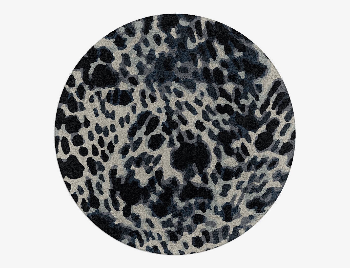 Snow Leopard Animal Prints Round Hand Tufted Pure Wool Custom Rug by Rug Artisan
