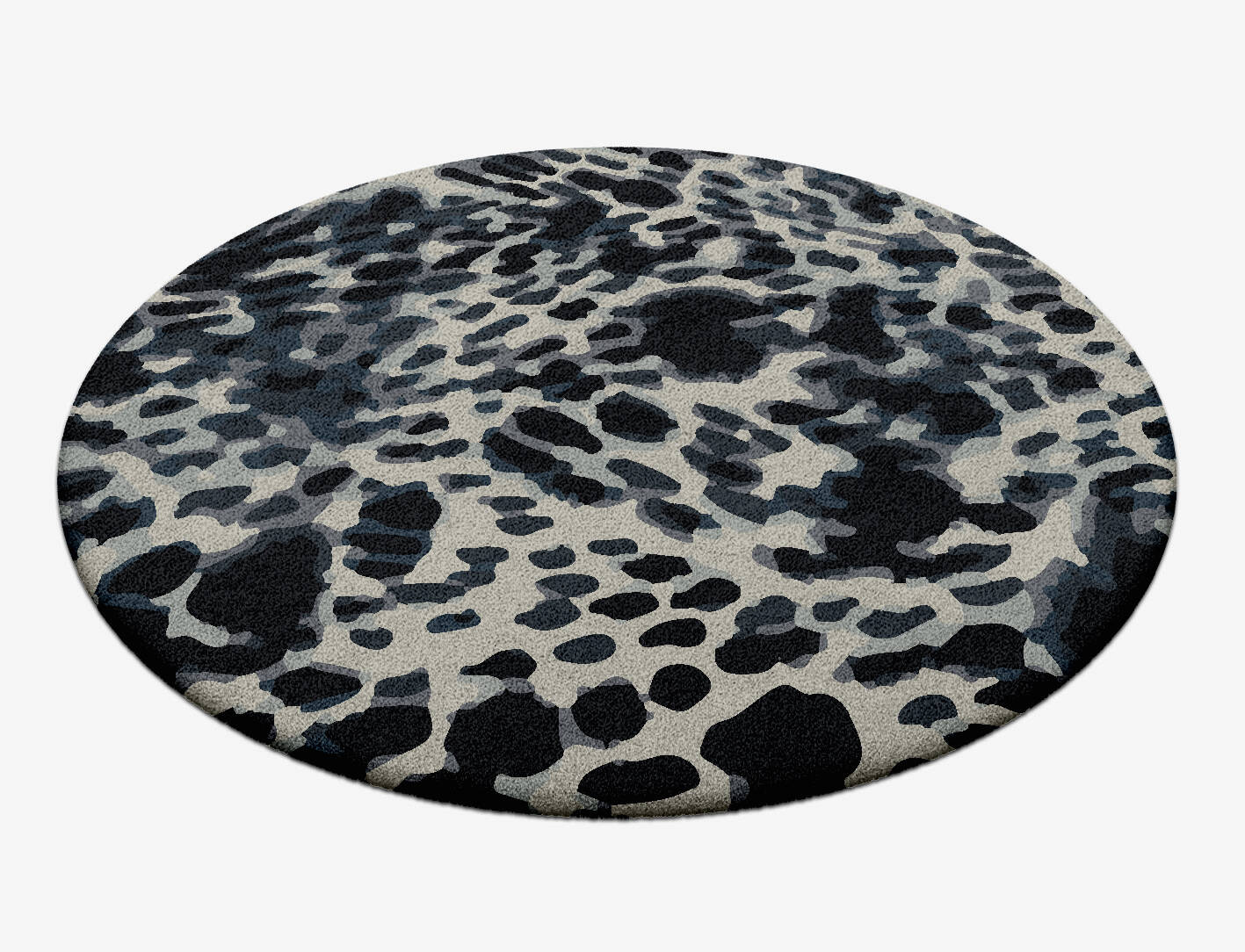 Snow Leopard Animal Prints Round Hand Tufted Pure Wool Custom Rug by Rug Artisan