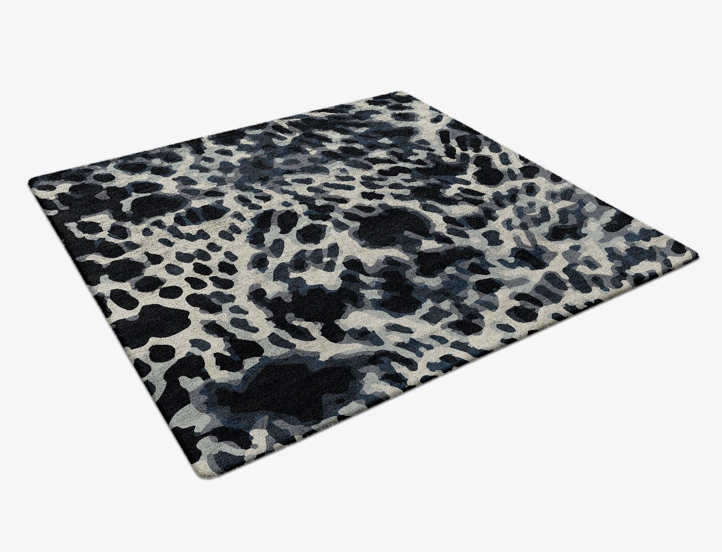 Snow Leopard Animal Prints Square Hand Tufted Bamboo Silk Custom Rug by Rug Artisan