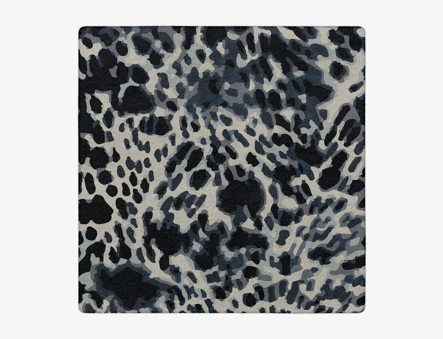 Snow Leopard Animal Prints Square Hand Tufted Pure Wool Custom Rug by Rug Artisan