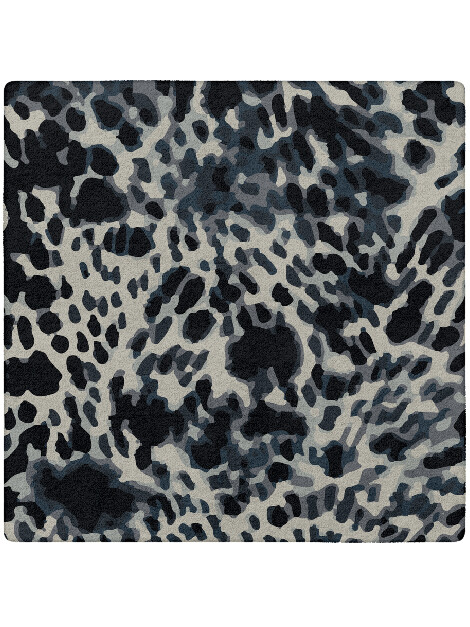 Snow Leopard Animal Prints Square Hand Tufted Pure Wool Custom Rug by Rug Artisan